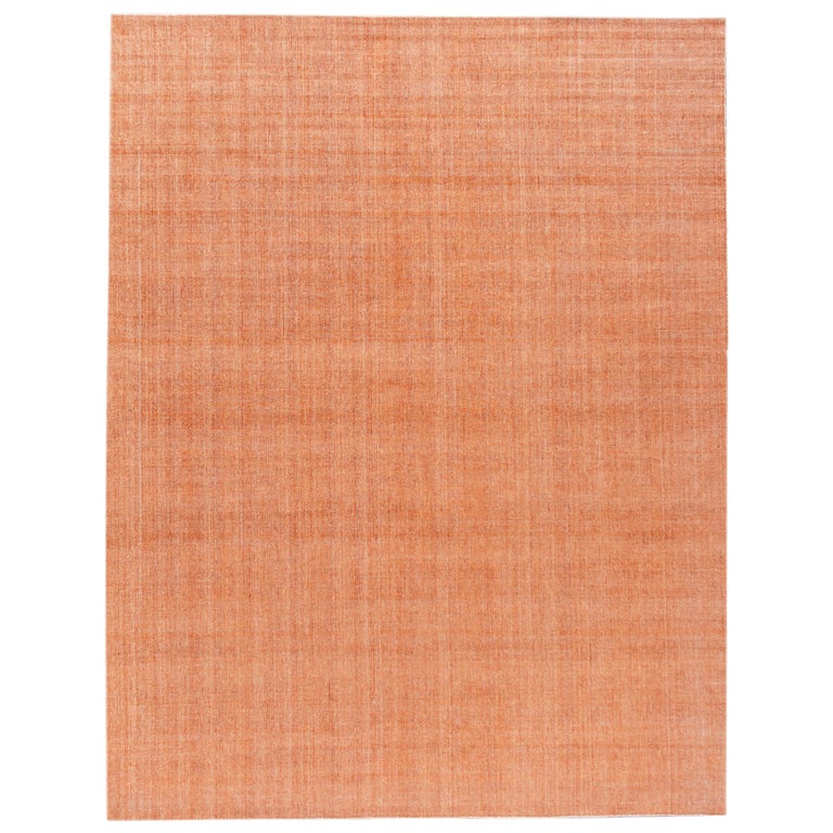 Apadana Orange Moderner Boho-Teppich aus Bambus/Seide, handgefertigt im  Angebot bei 1stDibs Deutschland