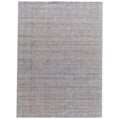 Apadana Grauer moderner Boho-Teppich aus Bambus/Seide, handgefertigt