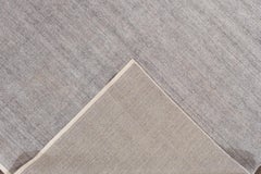 Handmade Indian Boho Rug, Gray Wool, Loop/Cut Design, 12'2" Square