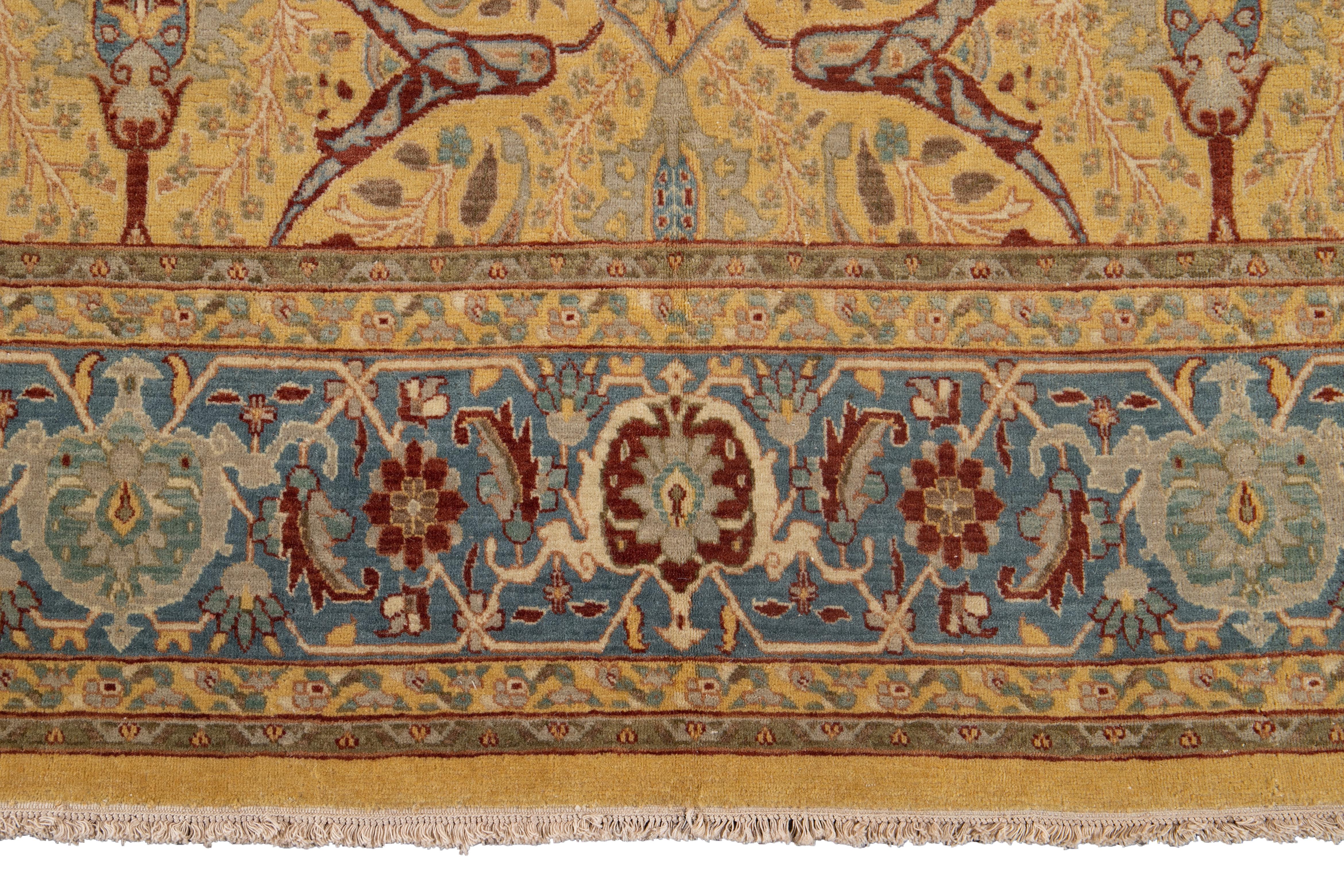 Tapis indien moderne en laine de Tabriz du 21e siècle en vente 2