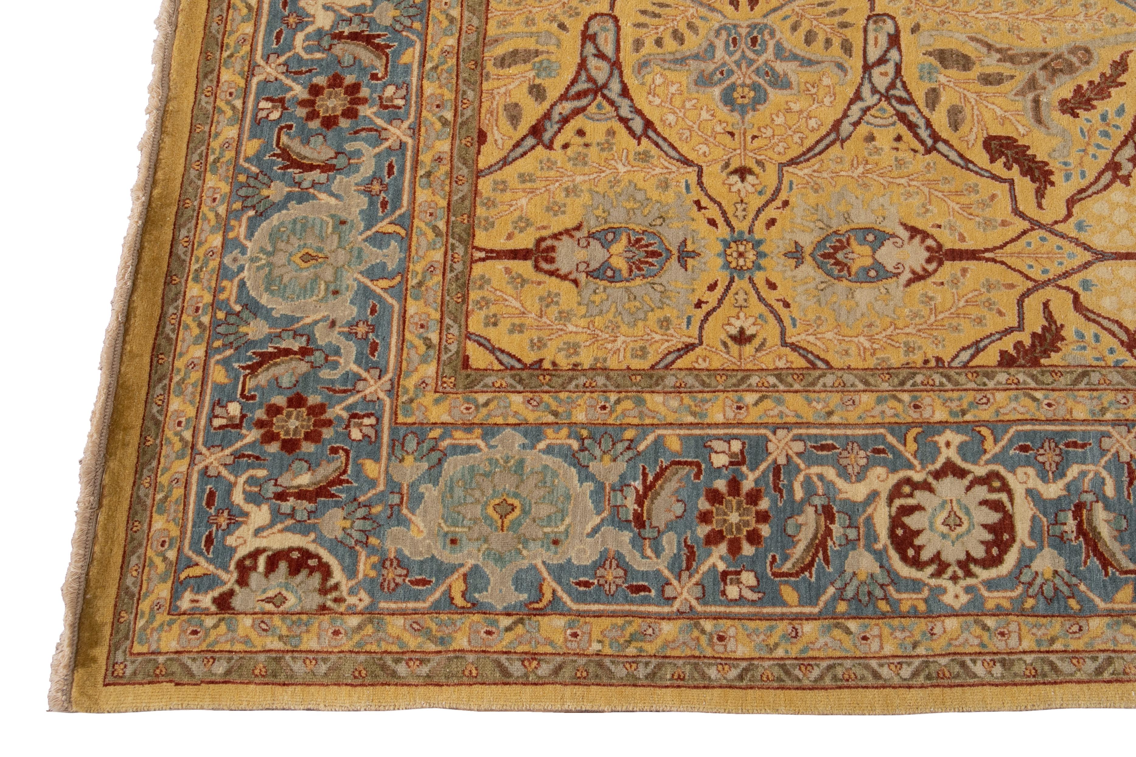 21st Century Modern Indian Tabriz Wool Rug In New Condition For Sale In Norwalk, CT