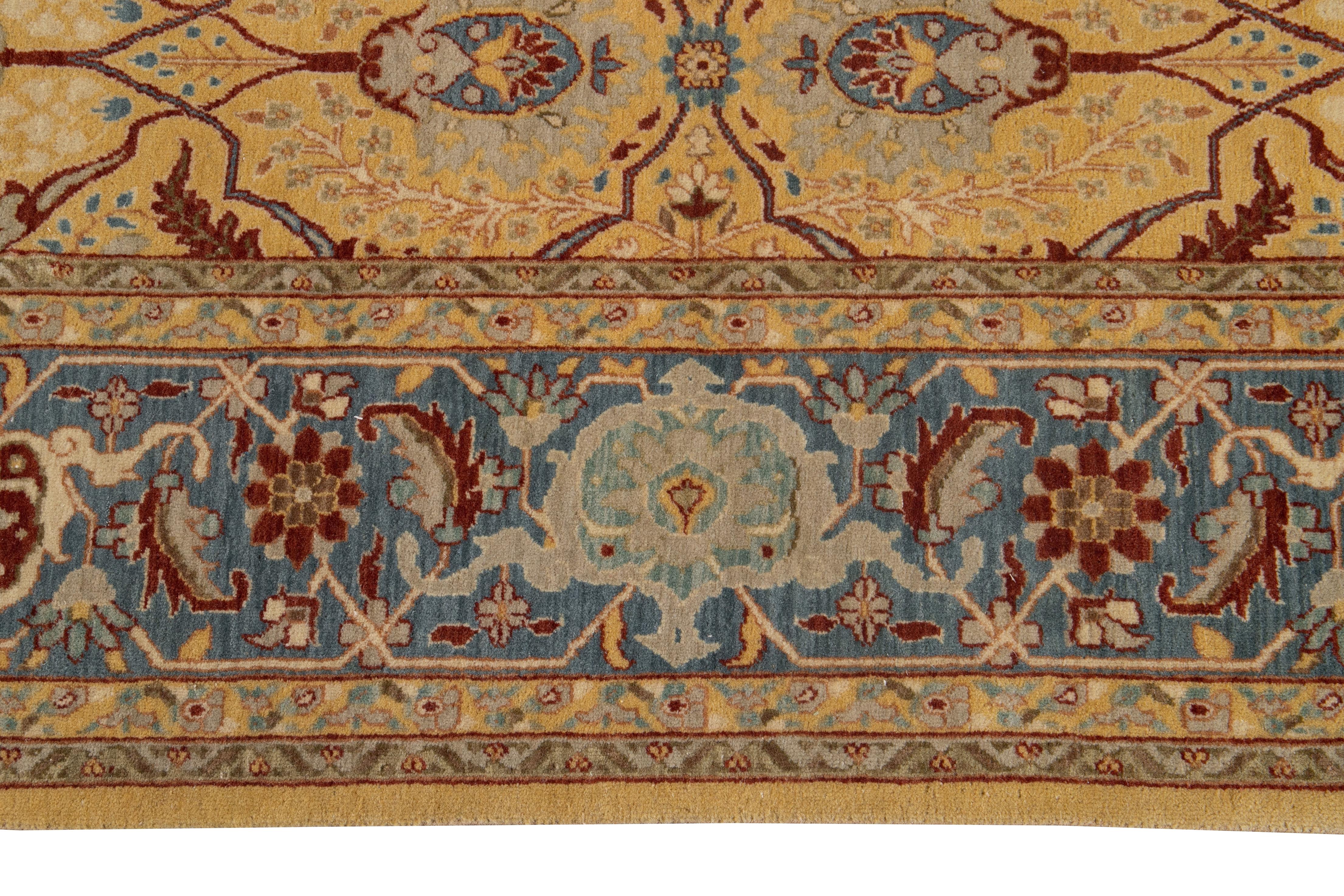 Contemporary 21st Century Modern Indian Tabriz Wool Rug For Sale