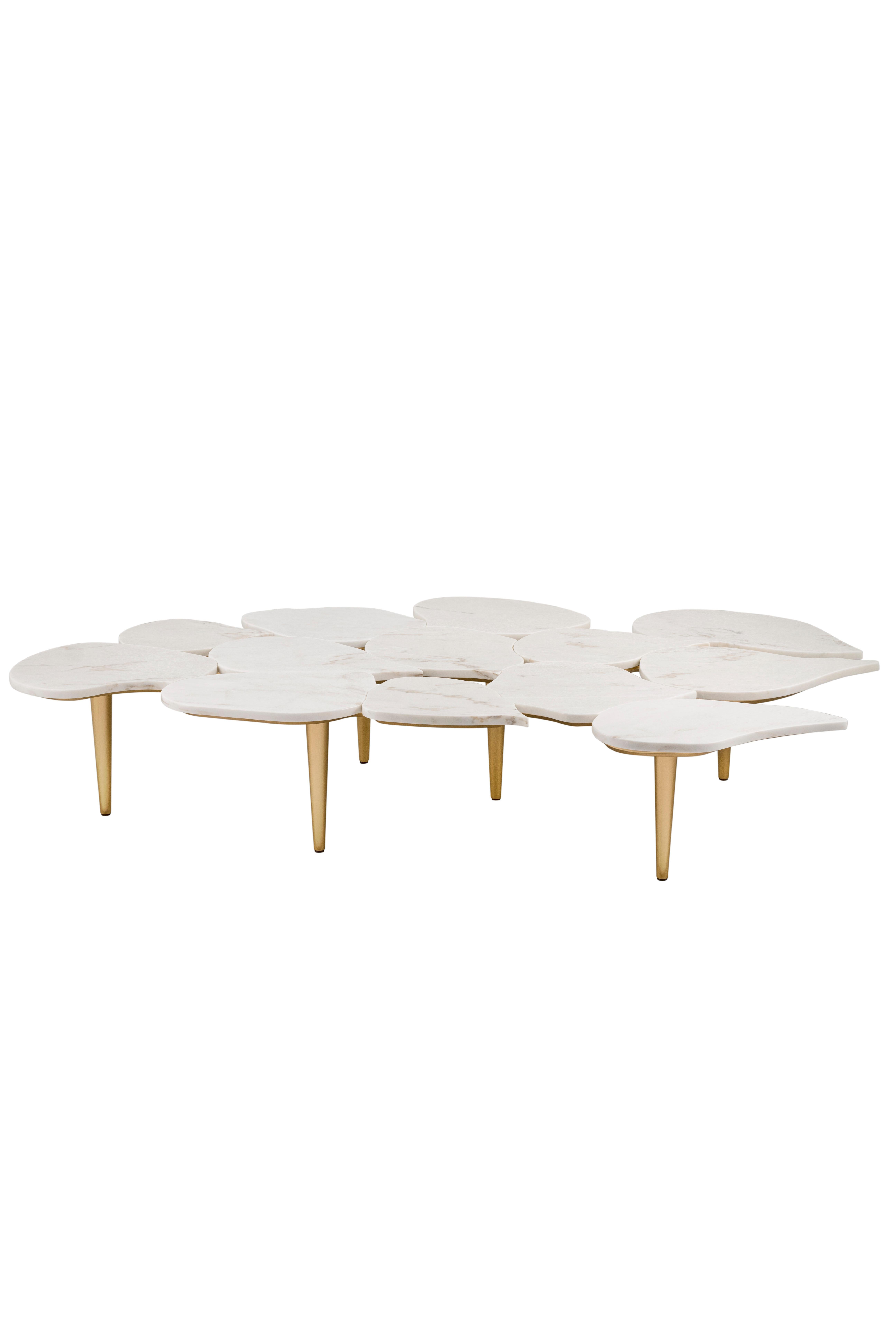 Table basse moderne Infinity en marbre Rosa Egeo, fabriquée à la main au Portugal par Greenapple en vente 3