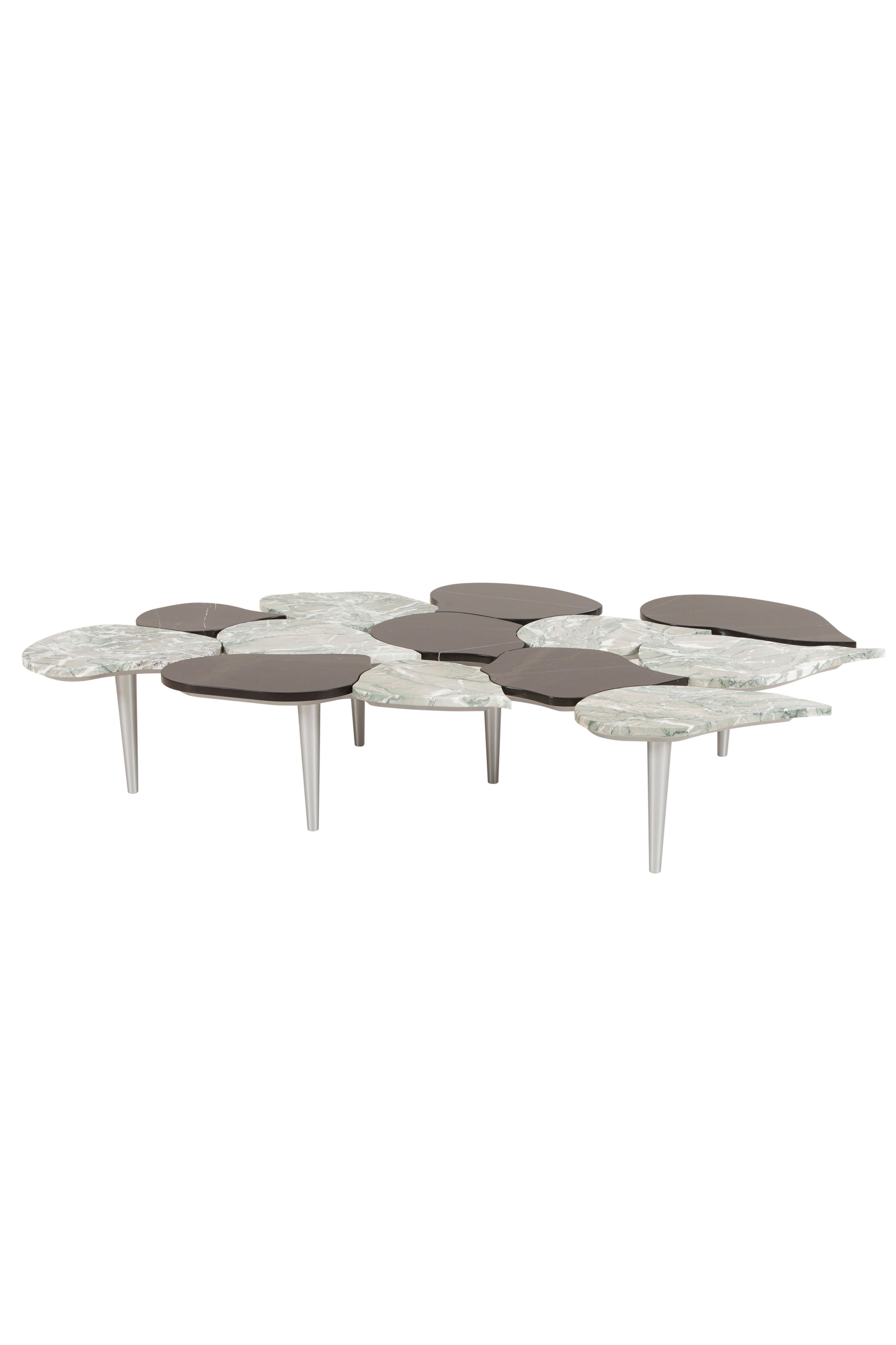 Lacquered Modern Infinity Coffee Table, Antiqua Marble, Handmade in Portugal by Greenapple For Sale