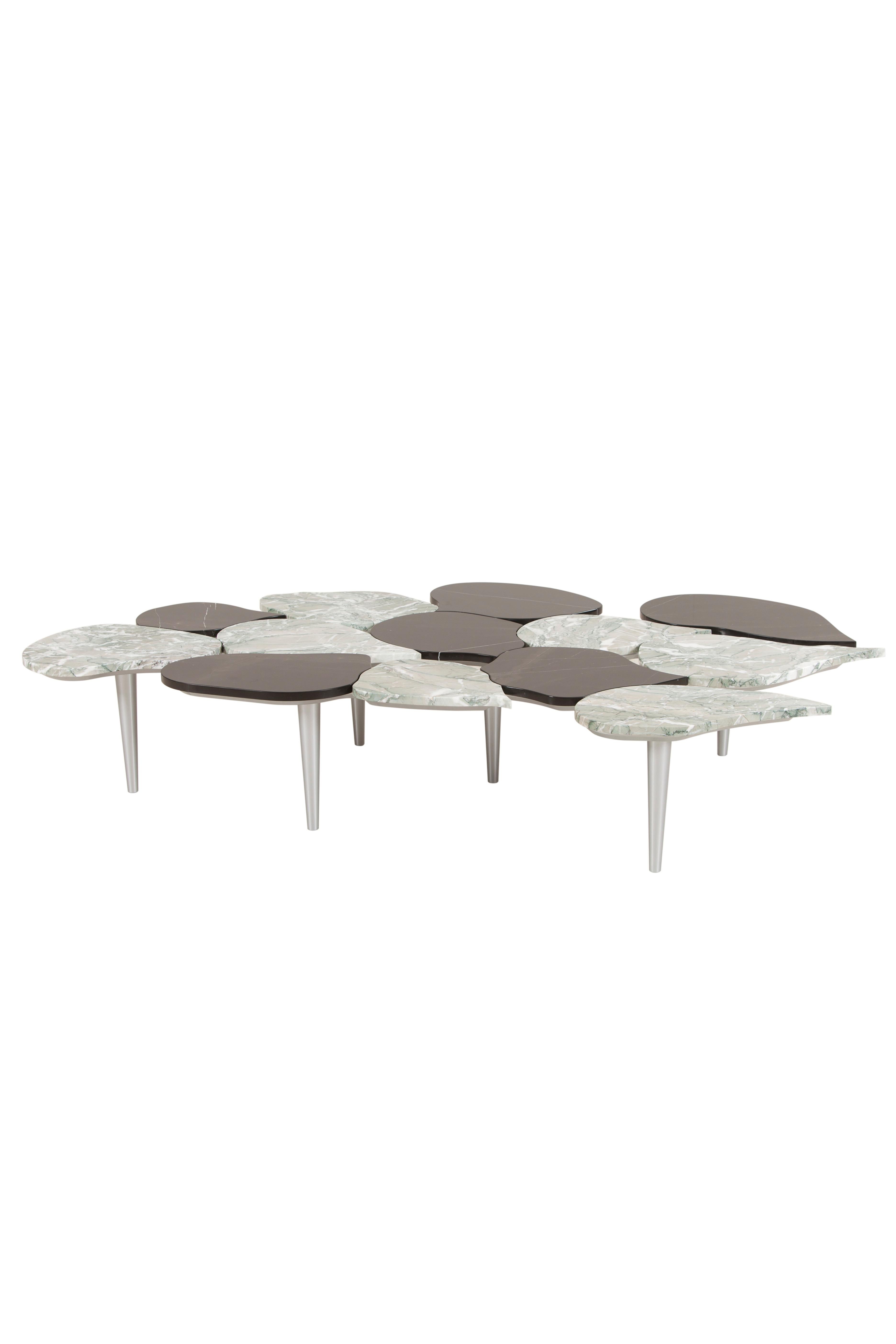 Table basse Infinity mi-siècle moderne, marbre antique, fabriquée à la main par Greenapple Neuf - En vente à Lisboa, PT