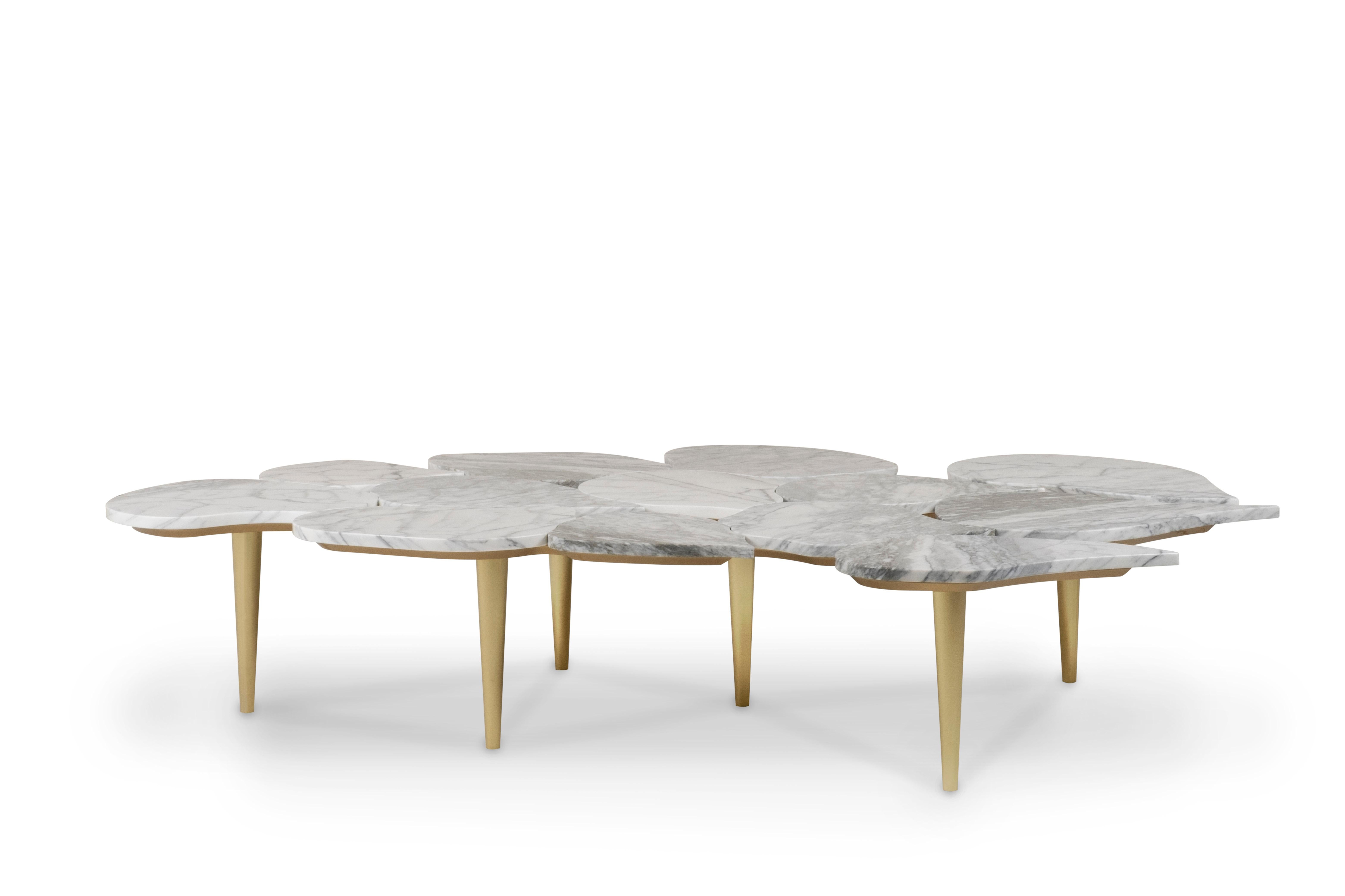 Lacquered Modern Infinity Coffee Tables, Carrara Marble, Handmade Portugal by Greenapple For Sale