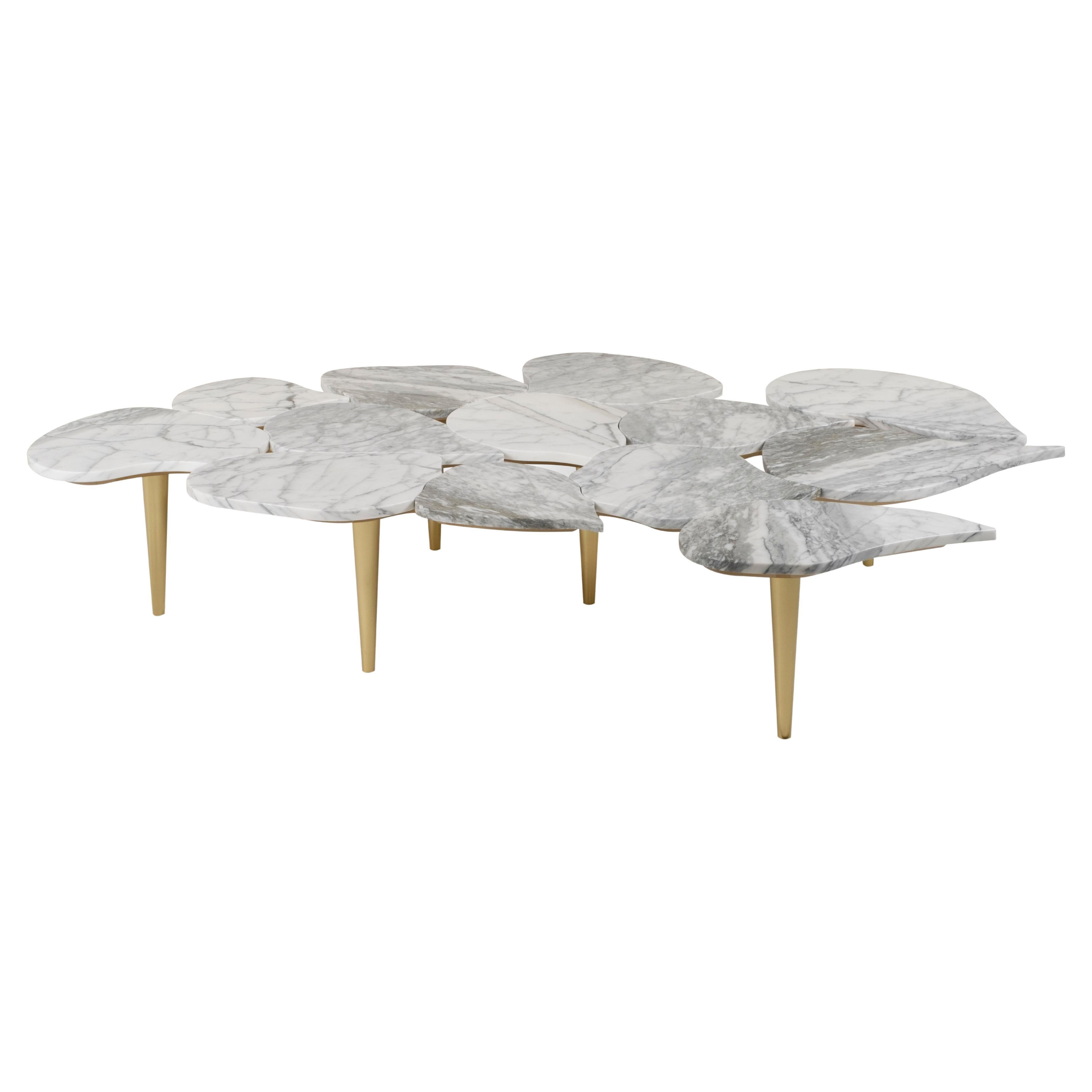 Modern Infinity Coffee Table in Carrara Bianco Marble Handcrafted by Greenapple