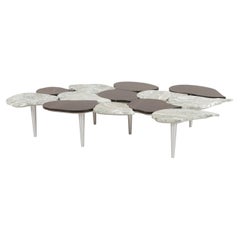 Modern Infinity Coffee Table in Antiqua and Black Namco Marble by Greenapple