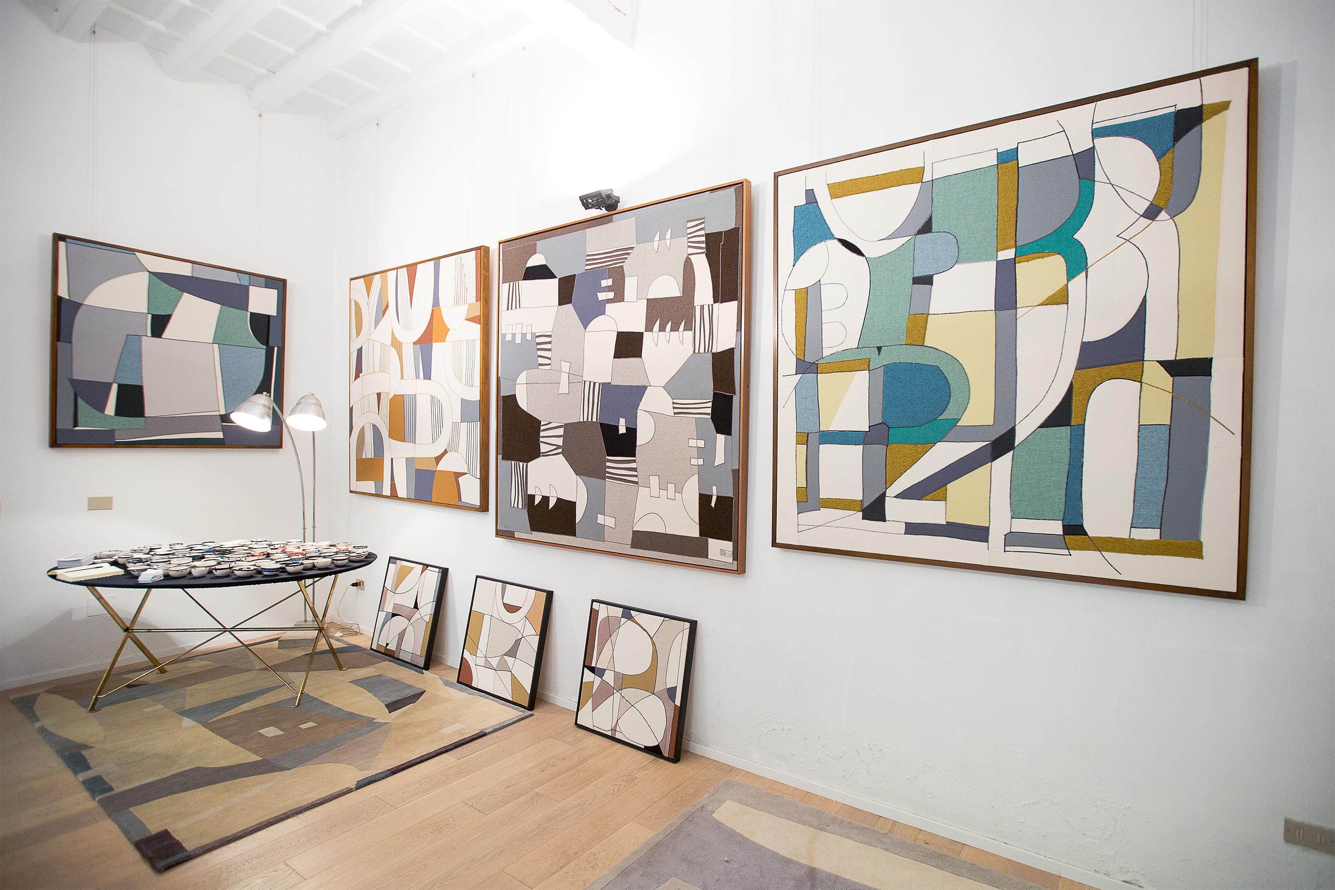 Contemporary 21st Century Modern Italian Handmade Wool Tapestry Zirma by Alizarina-Studio For Sale