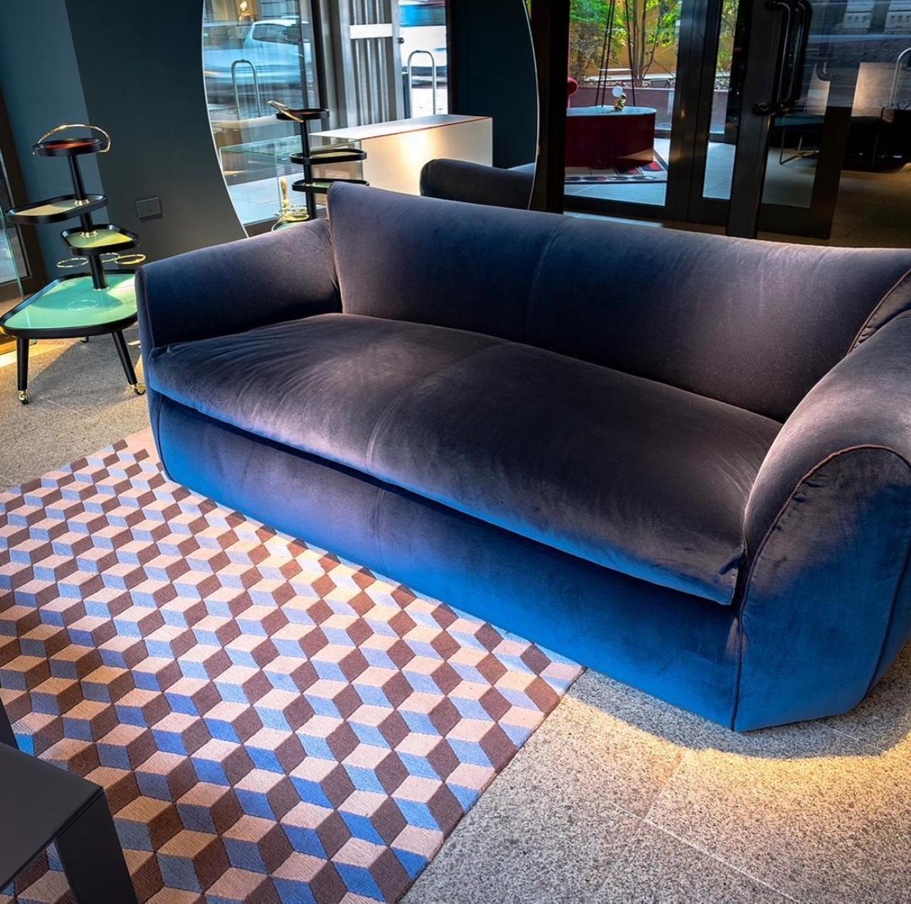 21st Century Modern Italian Sofa Upholstered In Cotton Velvet For Sale 6