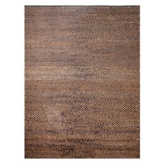 Tapis de jute moderne tressé à la main marron naturel et noir