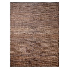 Modern Hand Braided Jute Carpet Rug Natural Brown & Black