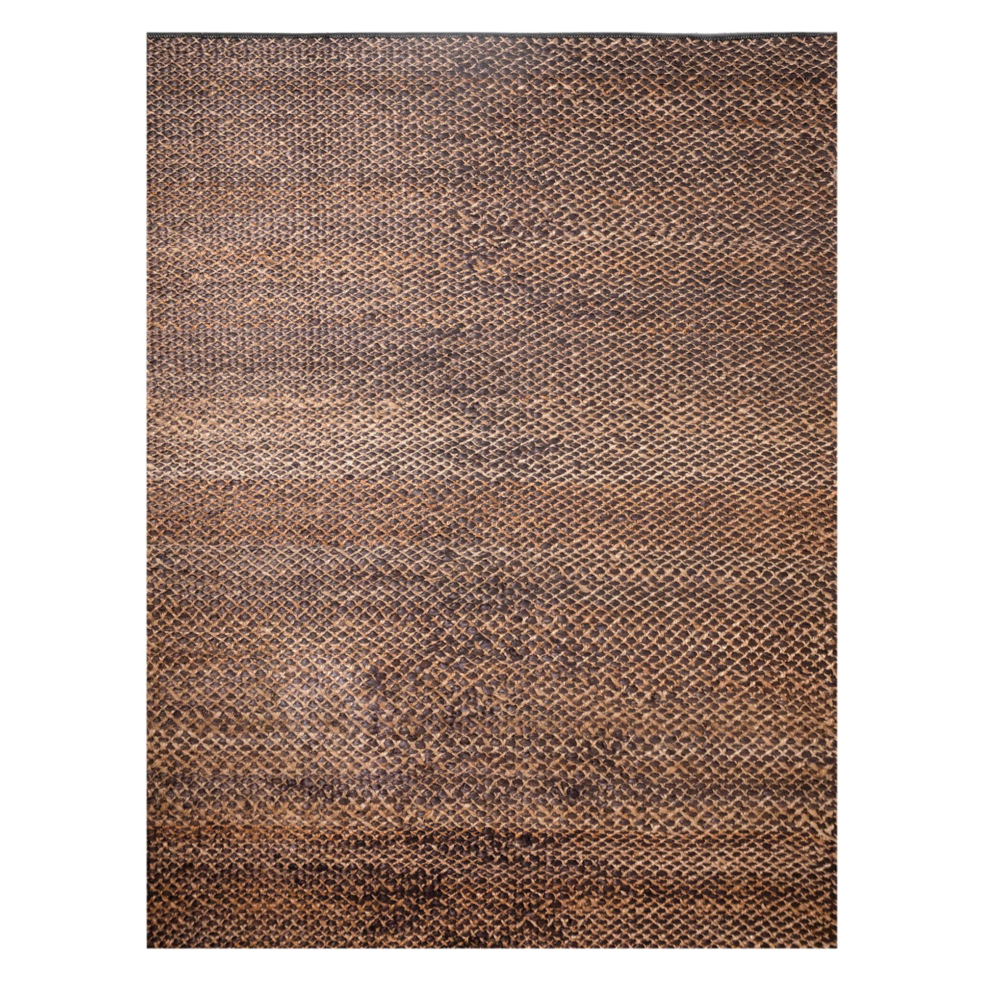 Alfombra moderna de yute trenzado a mano by Kilombo Home Marrón natural y negro
