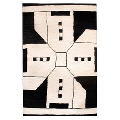 Modern Handwoven Jute Carpet Rug by Kilombo Home in Black & White Geometric