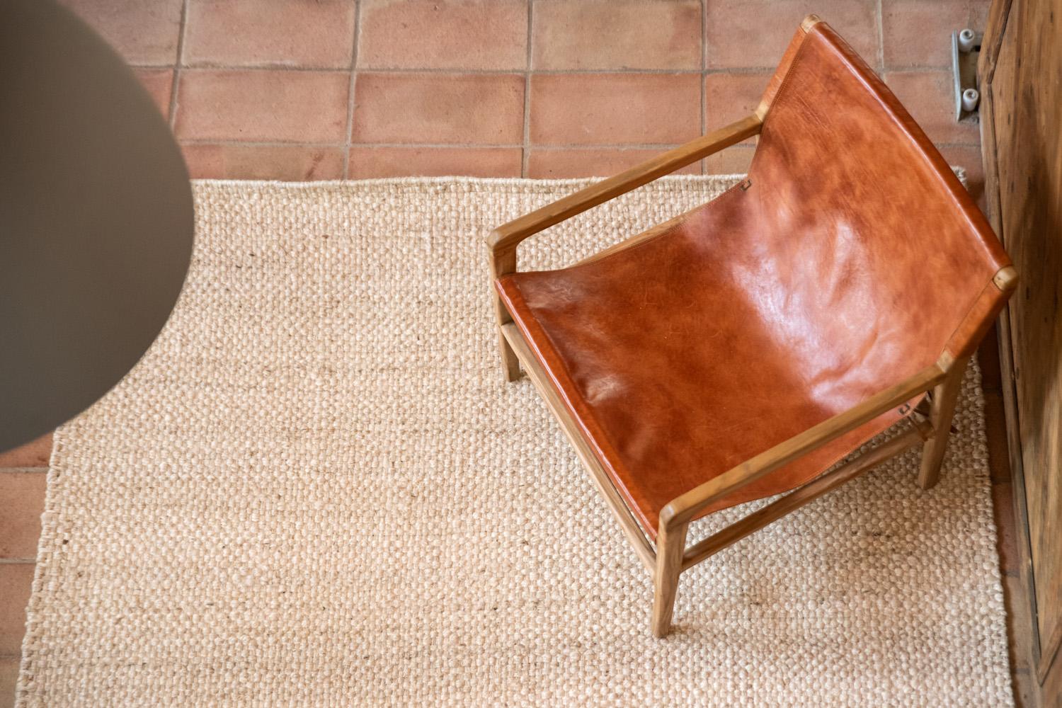 Modern Handwoven Jute Carpet Rug by Kilombo Home Ivory Basket For Sale 12