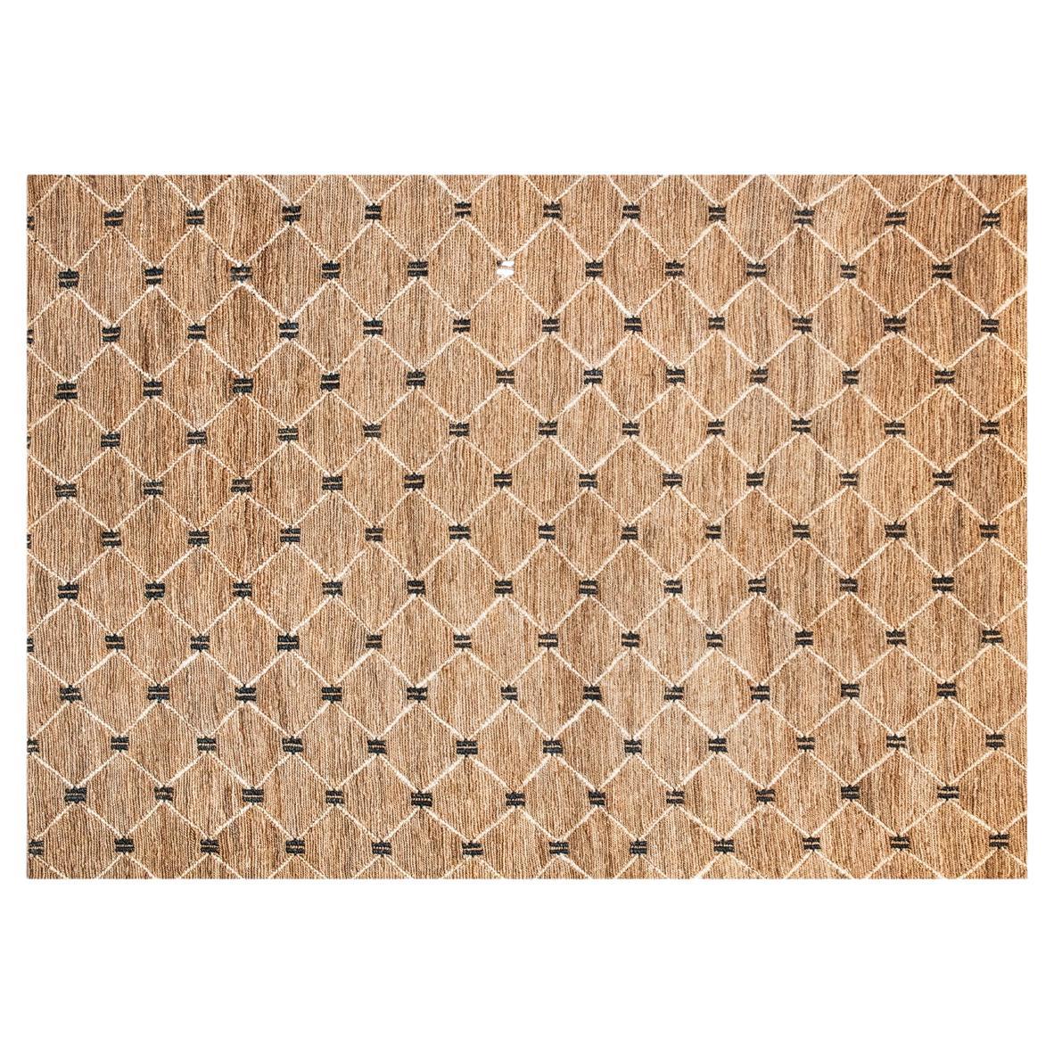 Modern Handwoven Jute Carpet Rug by Kilombo Home Natural Colors Diamonds For Sale