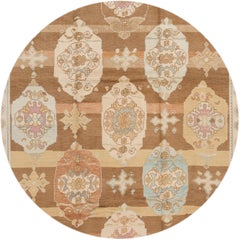 Hand-Knotted Contemporary Turkish Kars Wool Rug with Multi-Medallion
