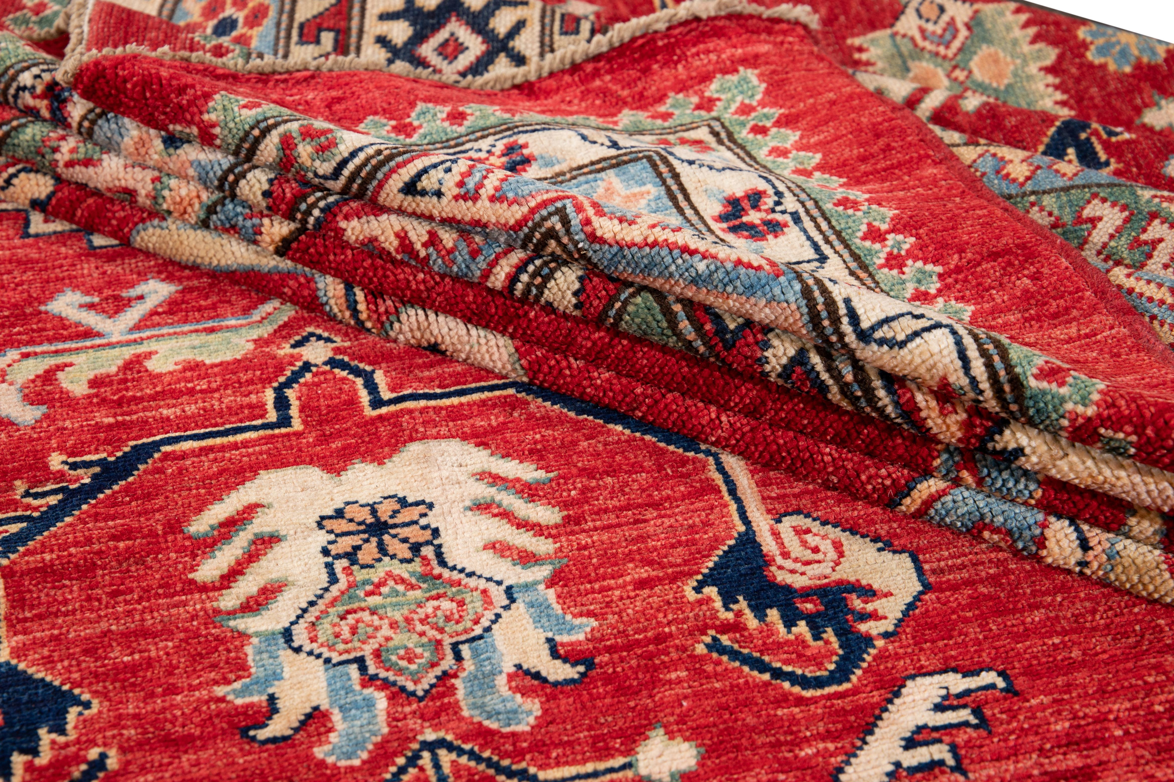 Contemporary 21st Century Modern Kazak Wool Rug For Sale