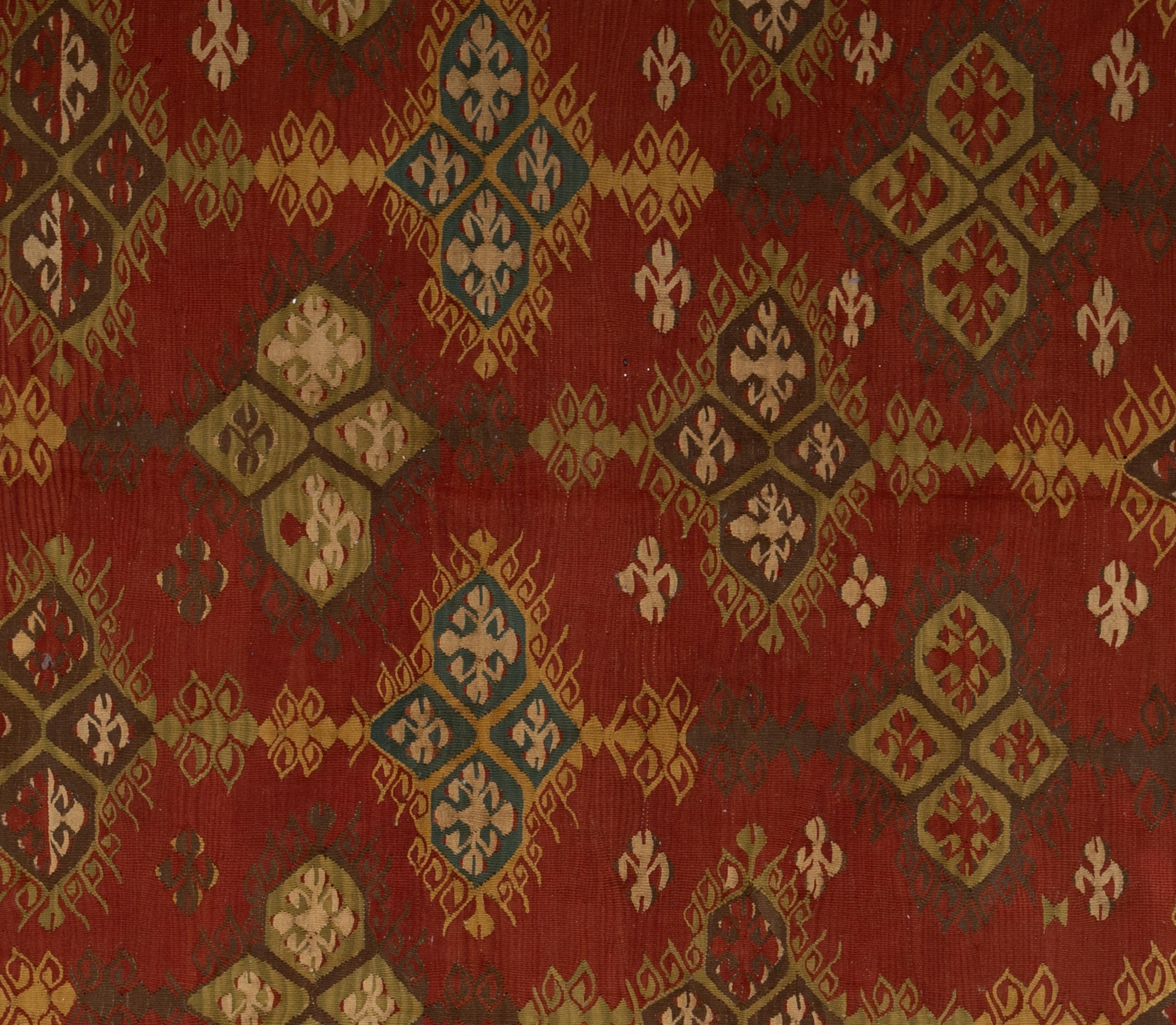 This kilim rug is not just a piece of décor; it's a cultural tapestry woven with stories and heritage. Beyond its visual appeal, this rug serves as a bridge between the past and the present, honoring age-old techniques while embracing contemporary