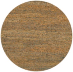 Hand-Knotted Kilim Wool Rug, Modern Tan with Blue & Orange Accents