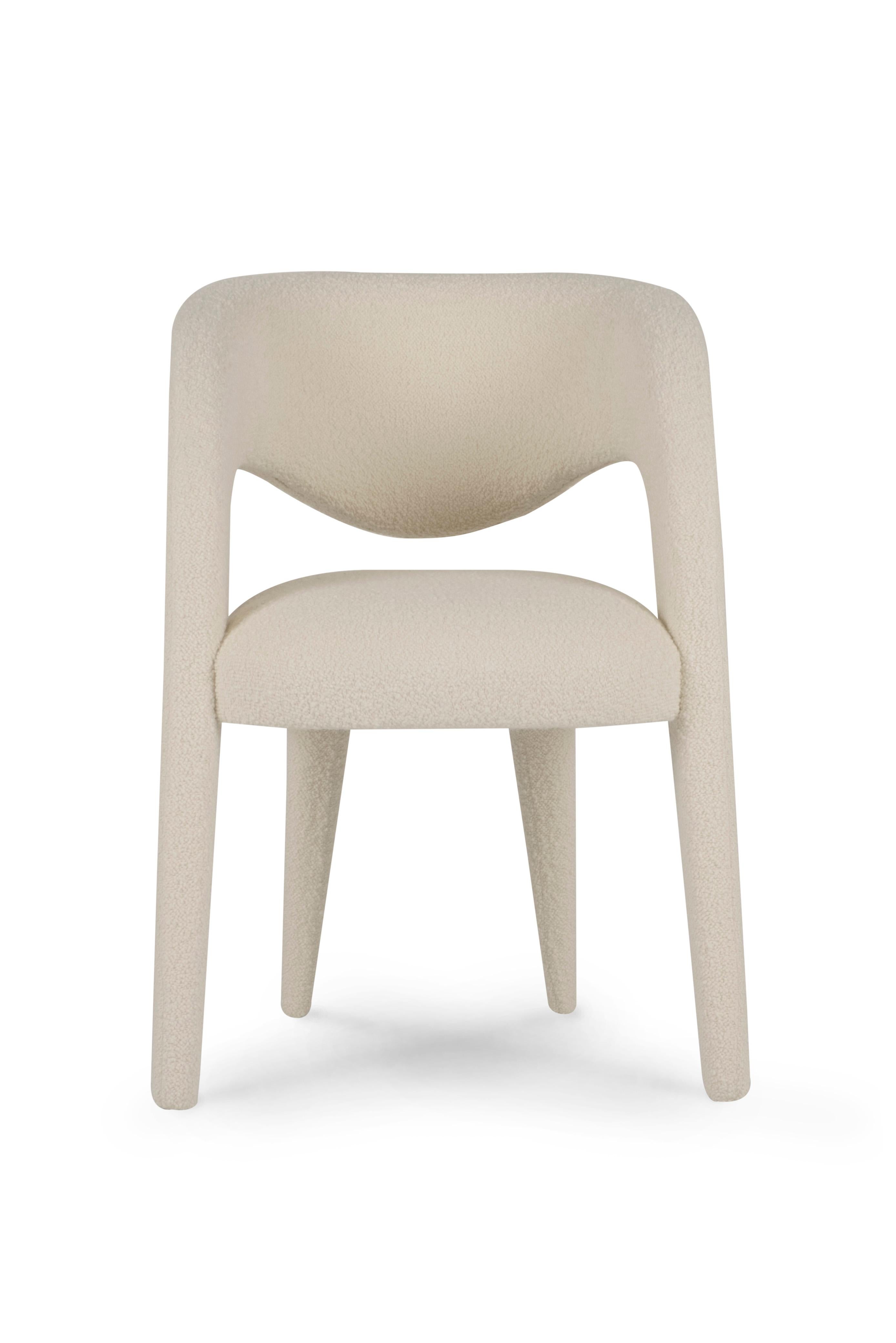 Contemporary Modern Laurence Dining Chairs, Dedar Bouclé, Handmade in Portugal by Greenapple For Sale