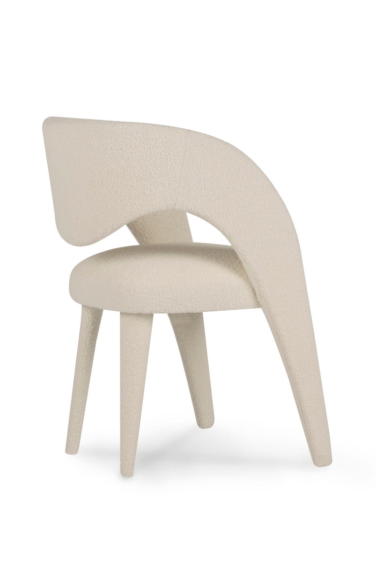 Contemporary 21st Century Modern Laurence Chair Dedar Bouclé Handcrafted Greenapple For Sale