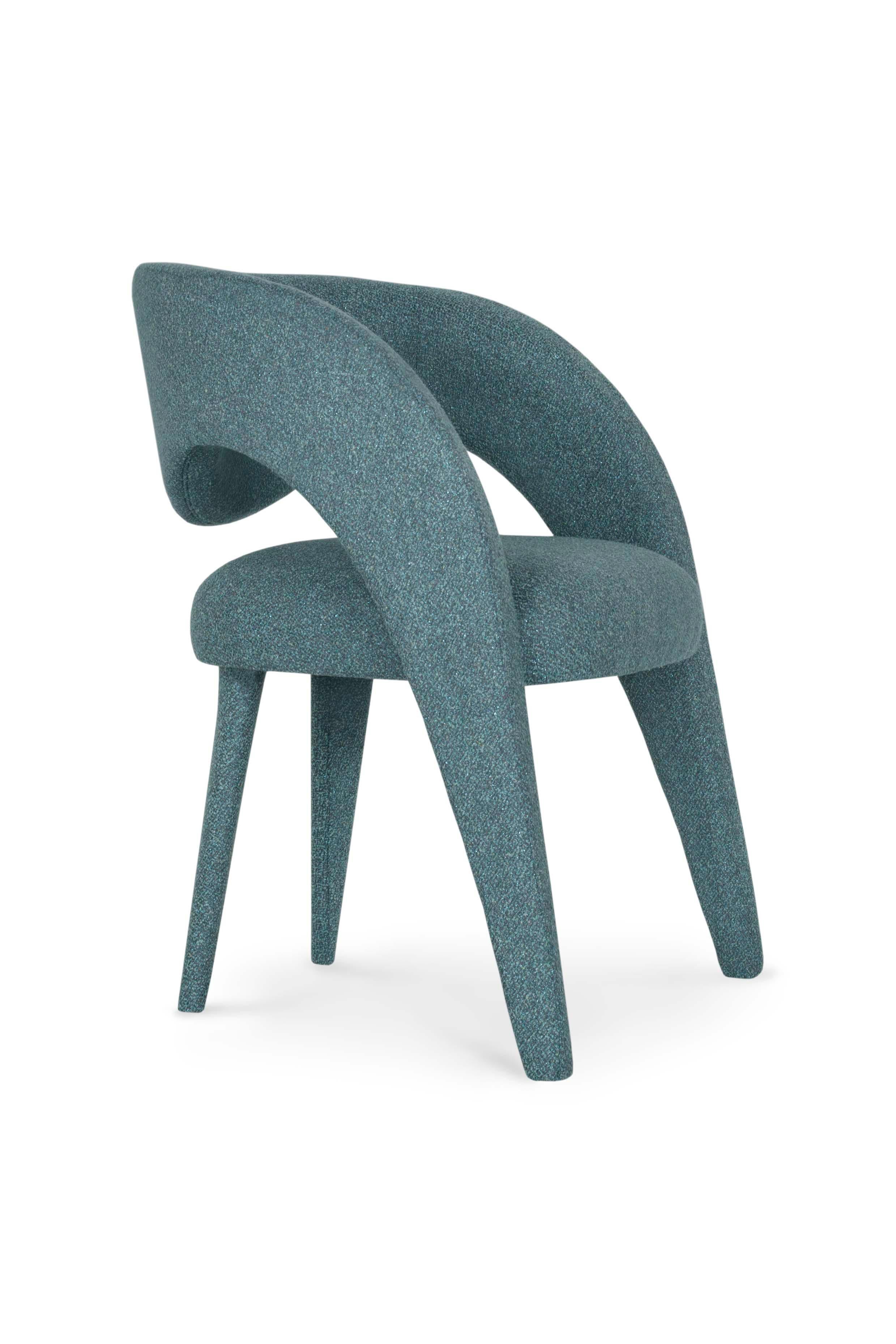 Portuguese Modern Laurence Dining Chair, Light Blue Cotton, Handmade Portugal by Greenapple For Sale