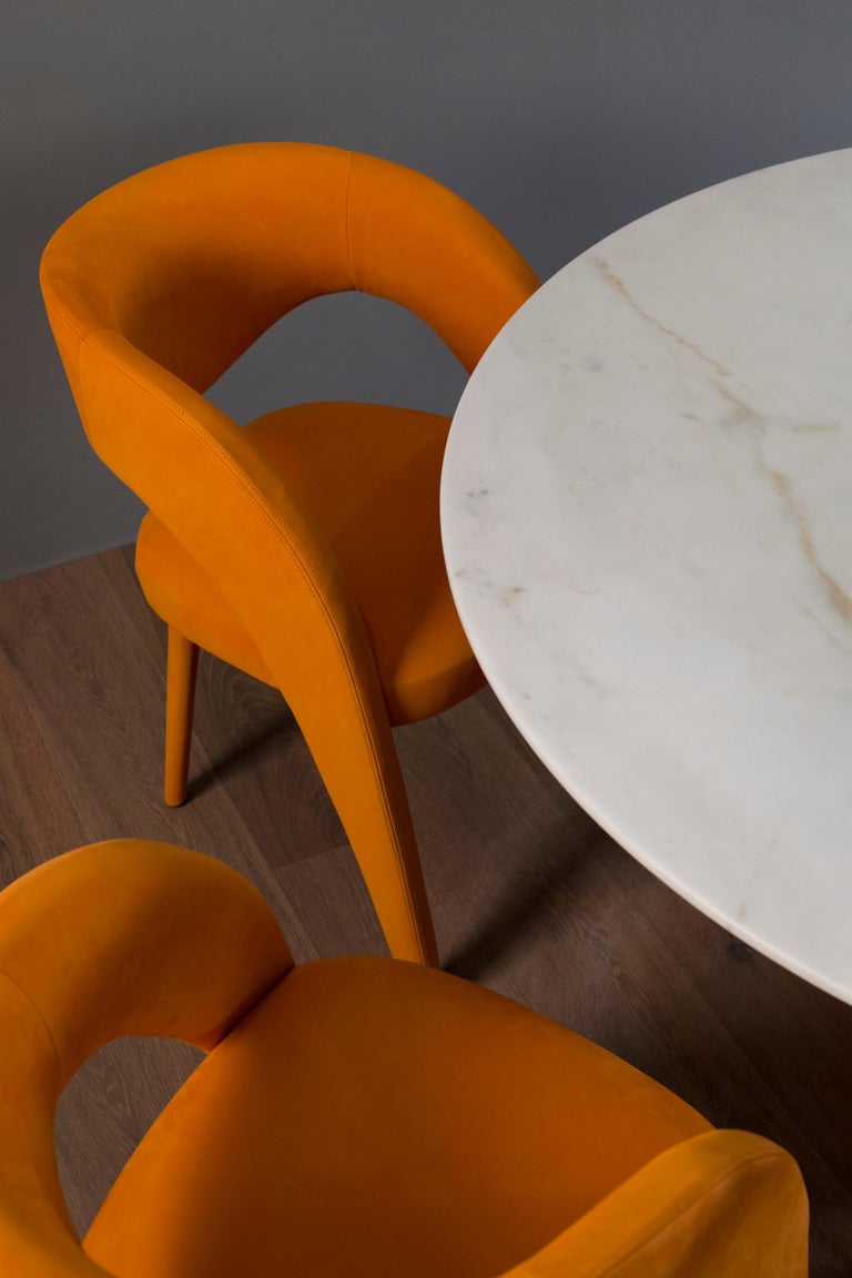 Greenapple Chair, Laurence Chair, Orange Leather, Handmade in Portugal For Sale 2