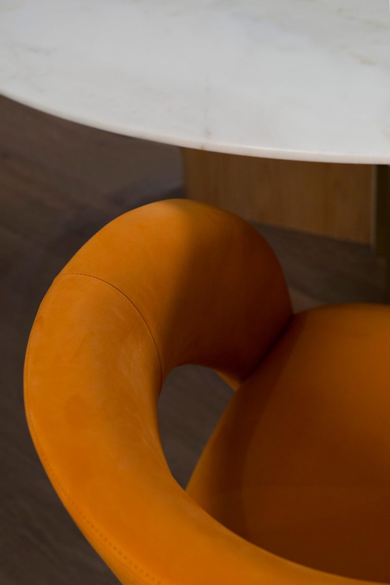 Greenapple Chair, Laurence Chair, Orange Leather, Handmade in Portugal For Sale 3