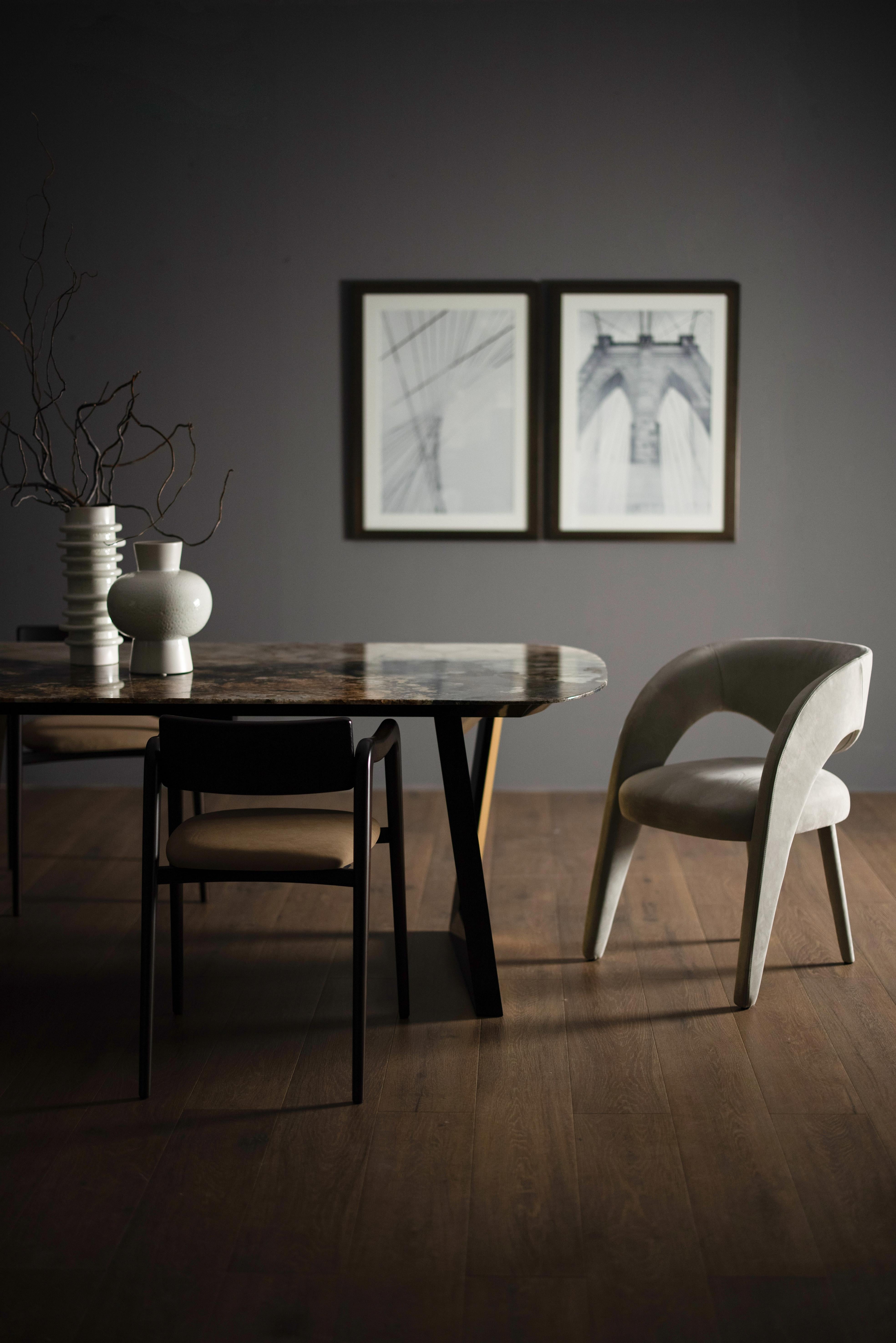 Modern Laurence Dining Chairs, Italian Leather, Handmade Portugal by Greenapple For Sale 2