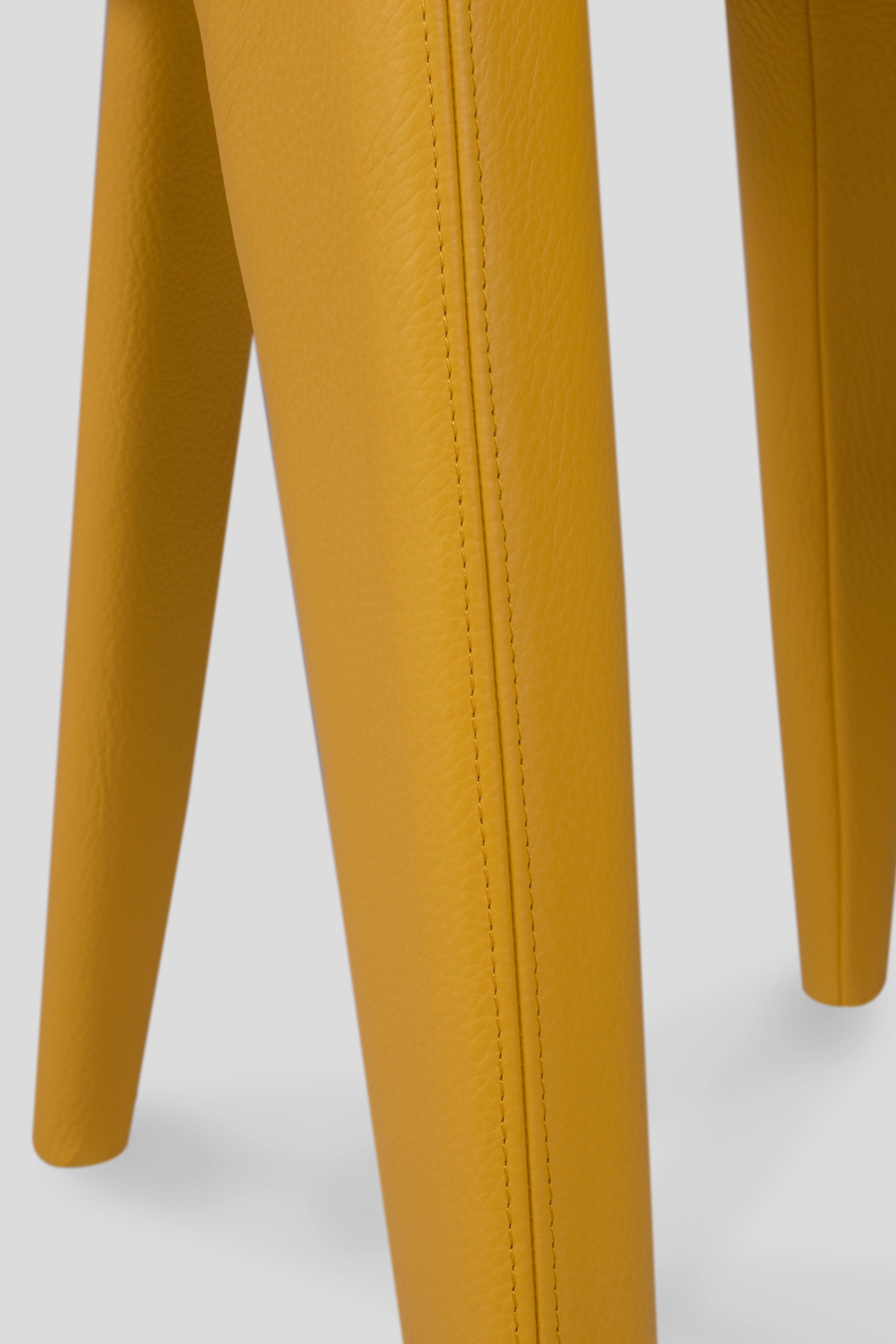 Modern Laurence Dining Chairs, Yellow Leather, Handmade Portugal by Greenapple For Sale 2