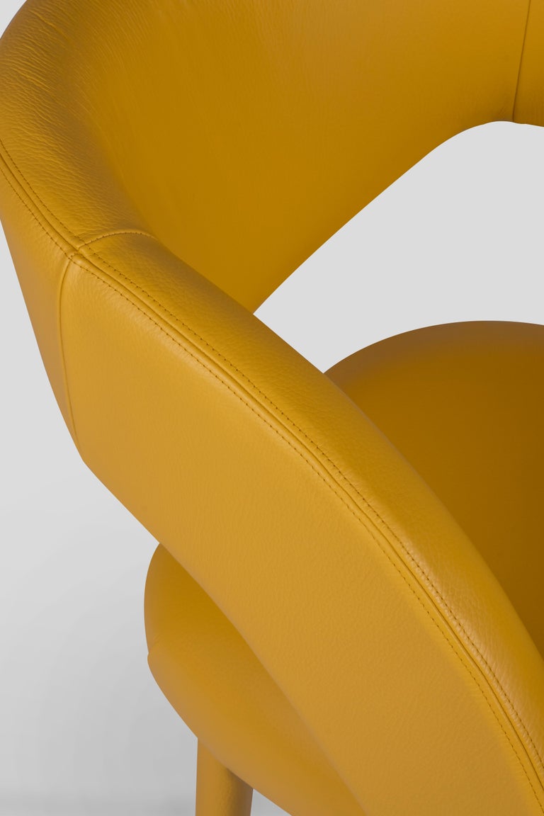 Greenapple Chair, Laurence Chair, Yellow Leather, Handmade in Portugal For Sale 2