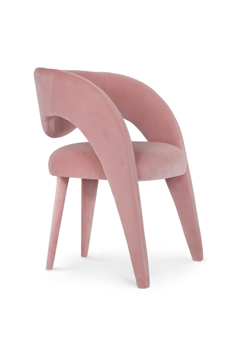 21st Century Contemporary Modern Laurence Chair with Armrests Pink Velvet Handcrafted in Portugal - Europe by Greenapple. 

Laurence was designed to meet the artistic need to reinvent the figure of the woman in the contemporary furniture scene.

We