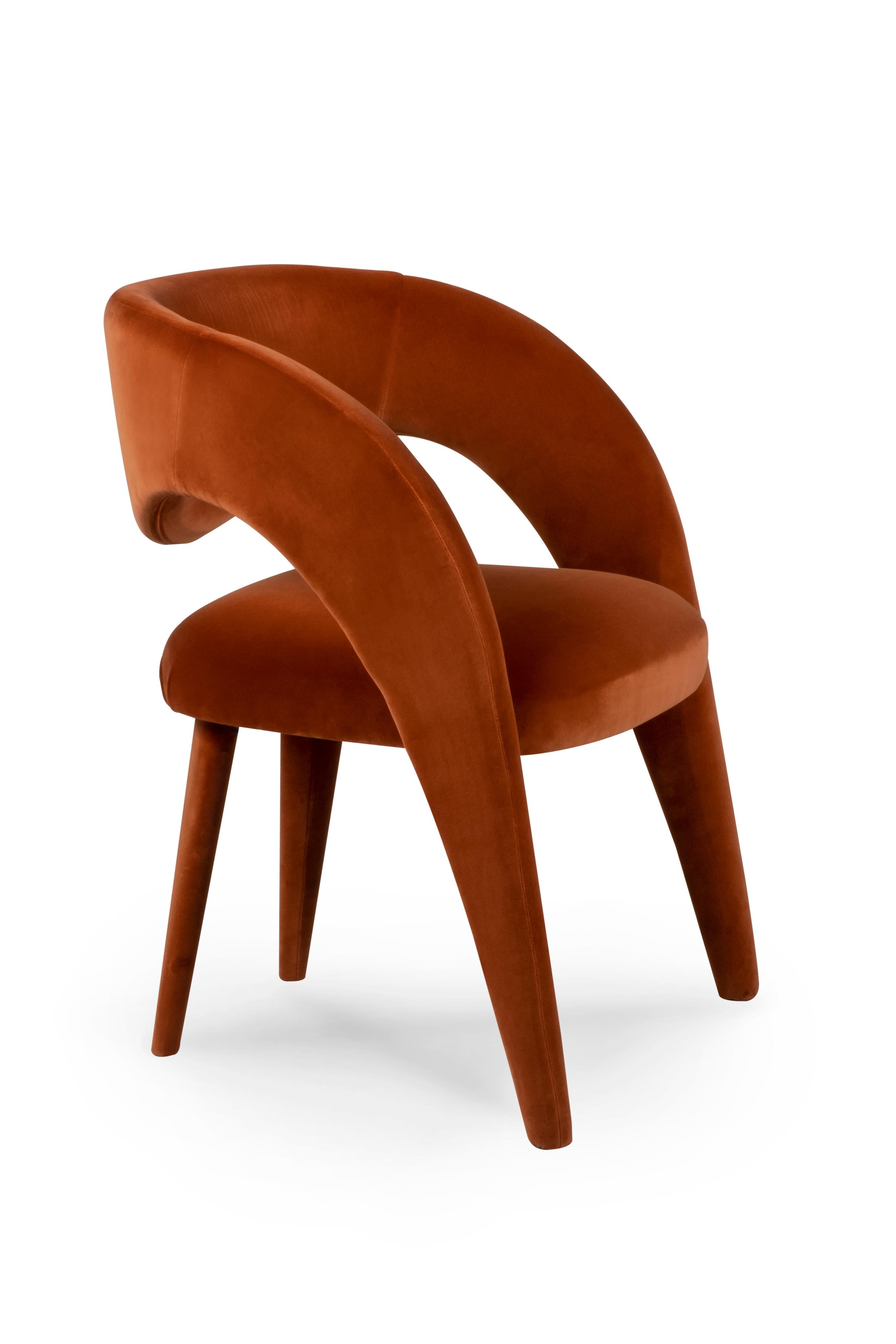 Hand-Crafted Modern Laurence Dining Chairs, Velvet, Handmade in Portugal by Greenapple For Sale