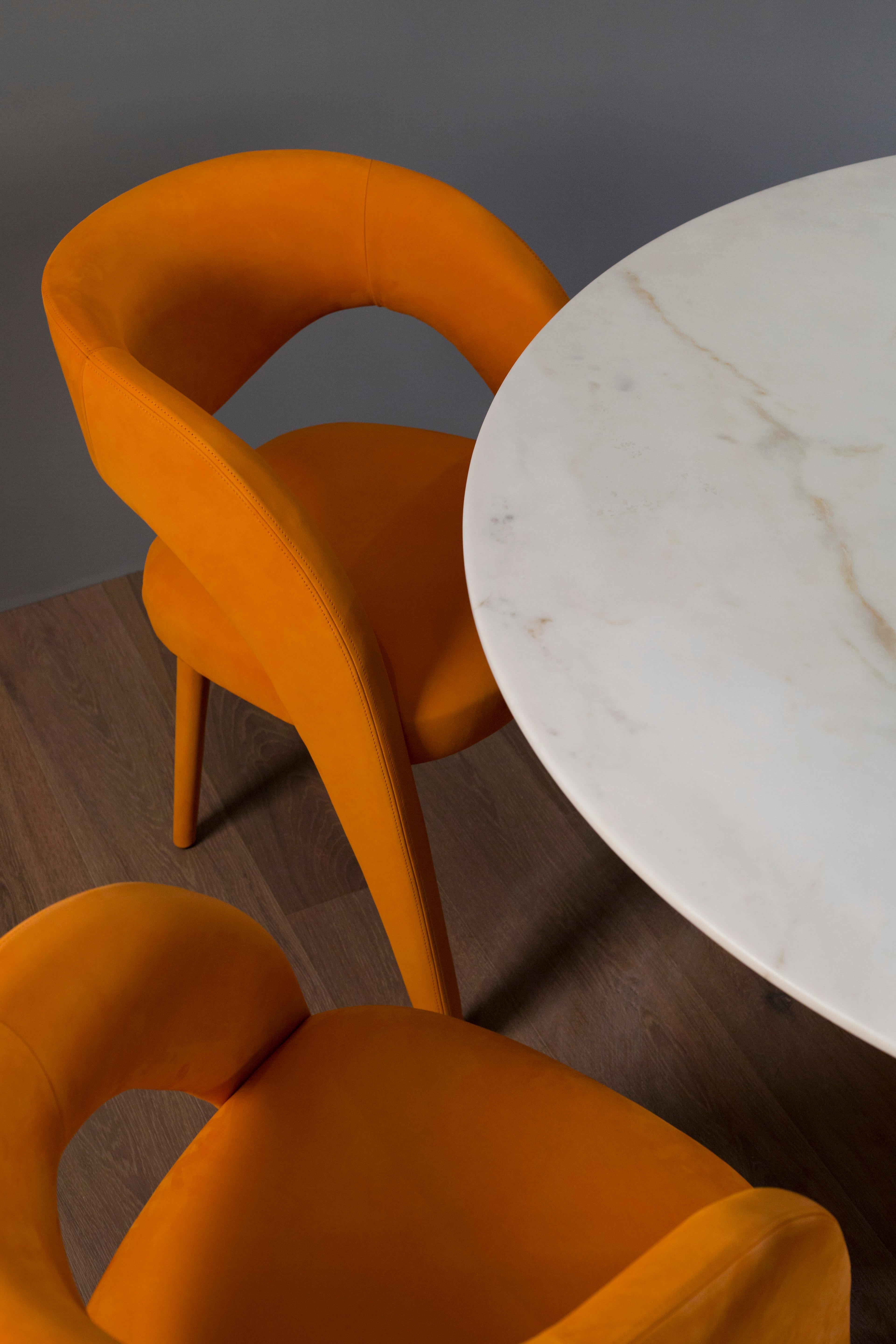 Hand-Crafted Modern Laurence Dining Chairs, Yellow Velvet, Handmade Portugal by Greenapple For Sale