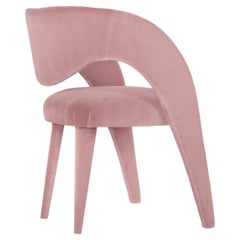 Modern Laurence Chair Upholstered in Pink Velvet Handcrafted by Greenapple
