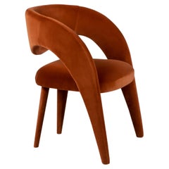 Modern Laurence Chair Upholstered in Orange Velvet Handcrafted by Greenapple