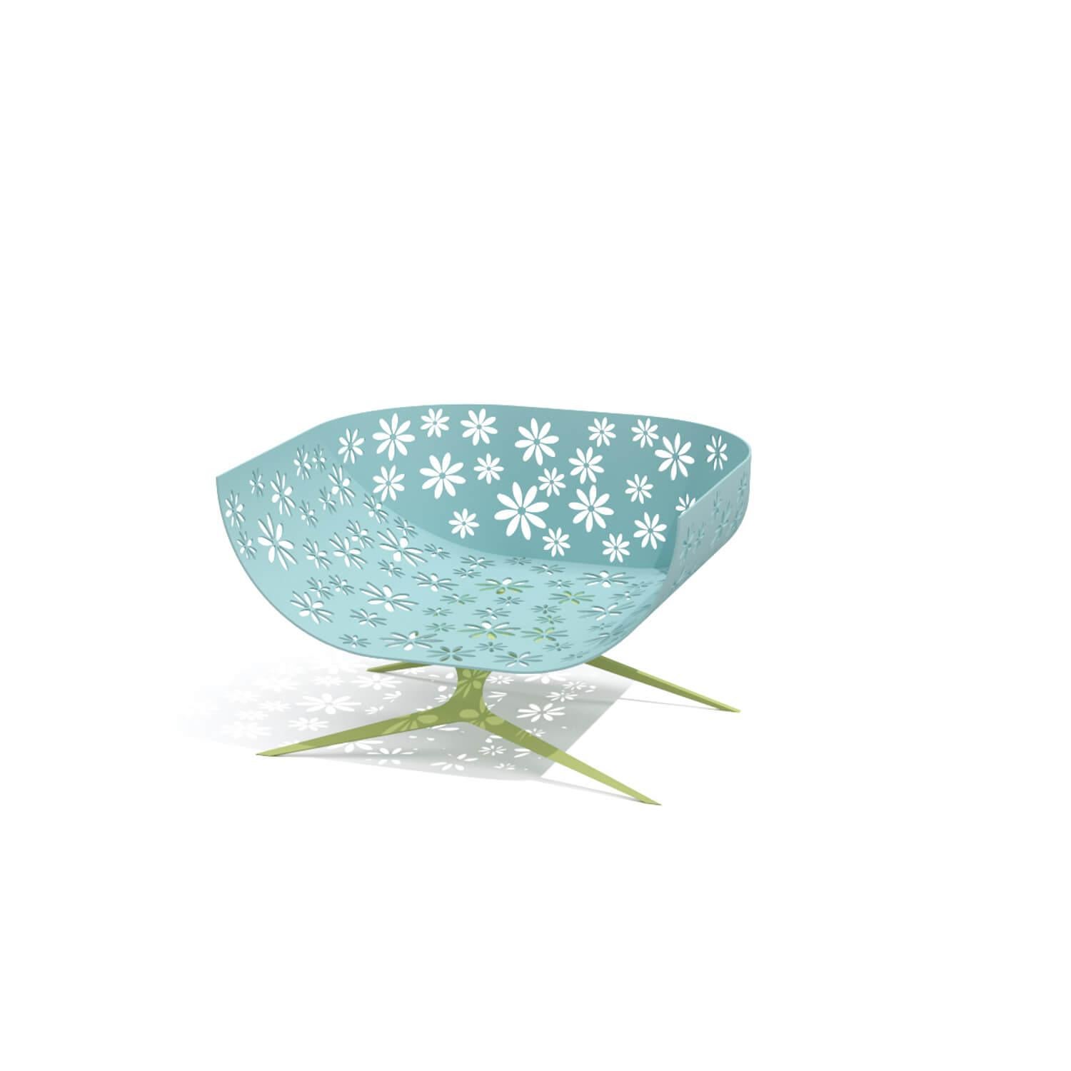 Modern Lavender & Blue Outdoor Lounge Armchair Curved Back with Cutted Flowers For Sale 9