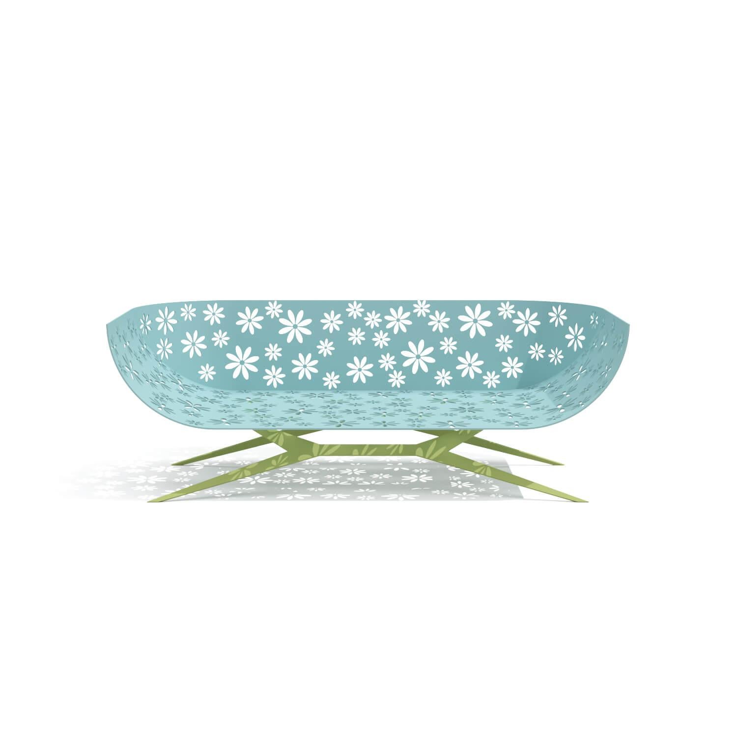 Modern Lavender and Blue Outdoor Two-Seater Sofa Curved Back with Floral Design For Sale 6