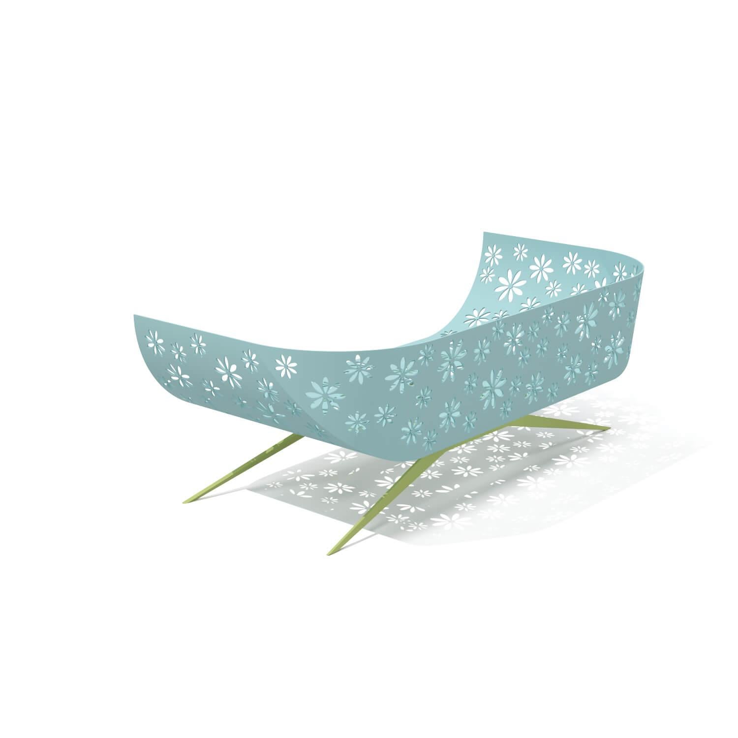 Modern Lavender and Blue Outdoor Two-Seater Sofa Curved Back with Floral Design For Sale 9