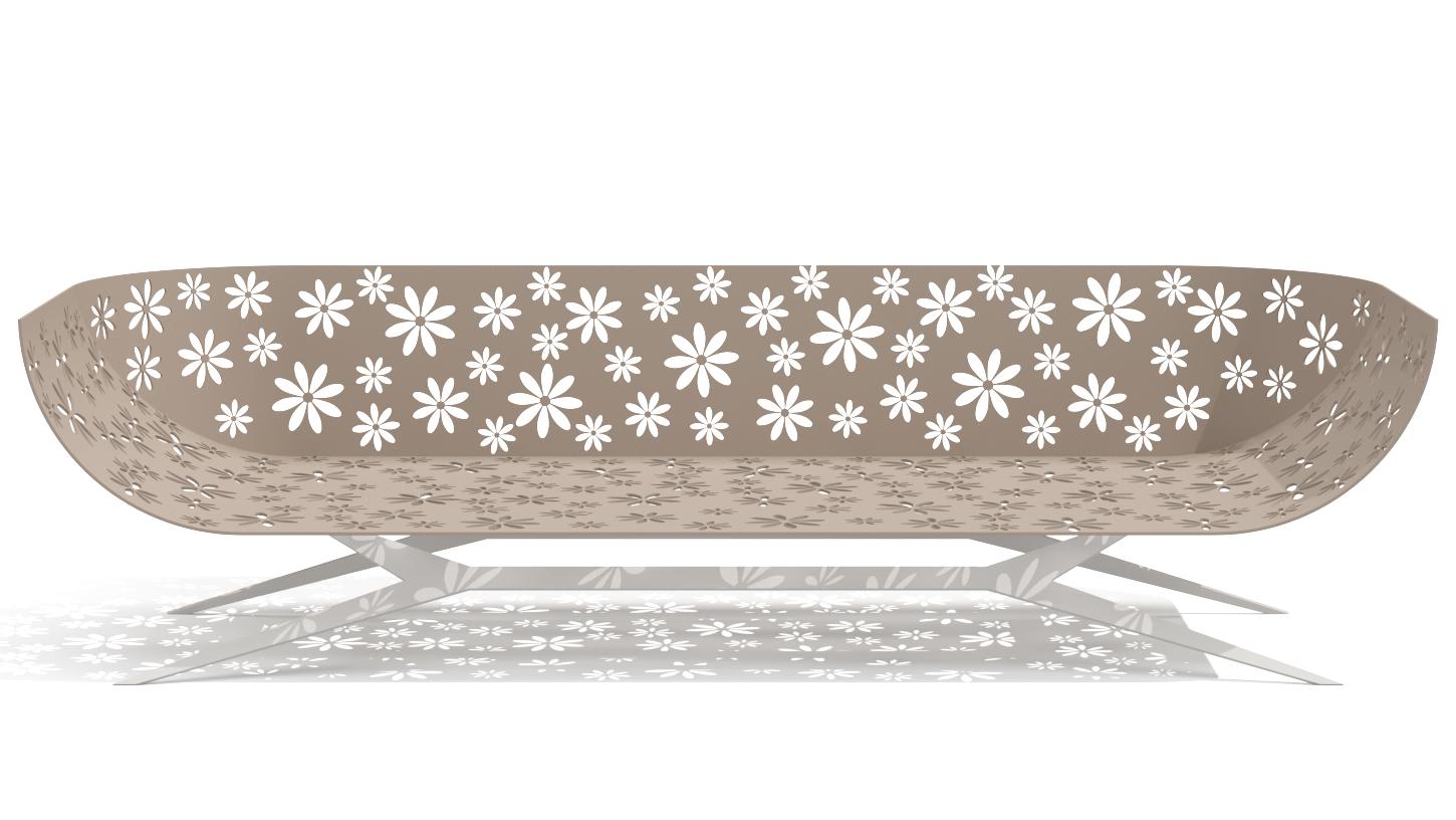 Modern Lavender and Blue Outdoor Two-Seater Sofa Curved Back with Floral Design For Sale 13