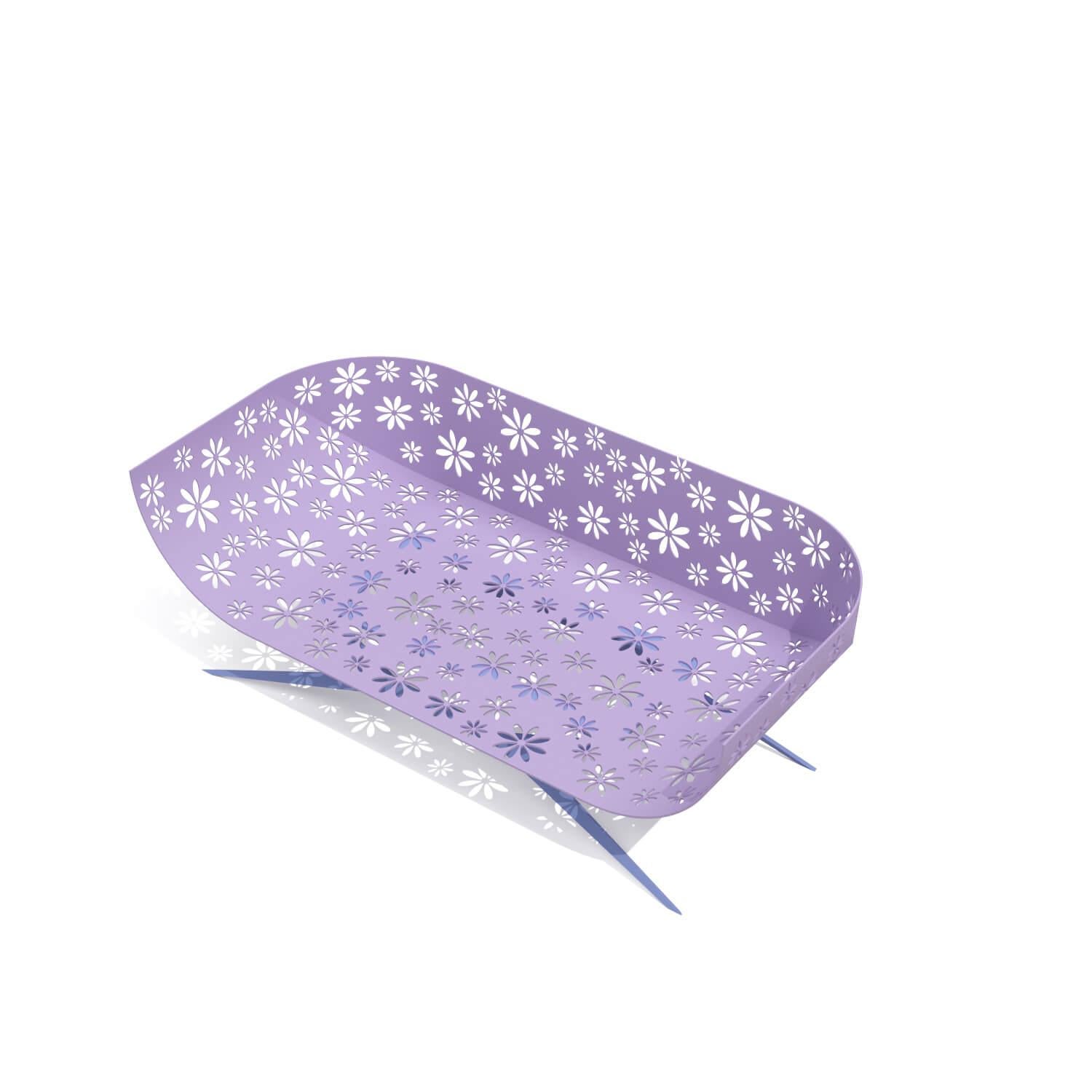 Portuguese Modern Lavender and Blue Outdoor Two-Seater Sofa Curved Back with Floral Design For Sale
