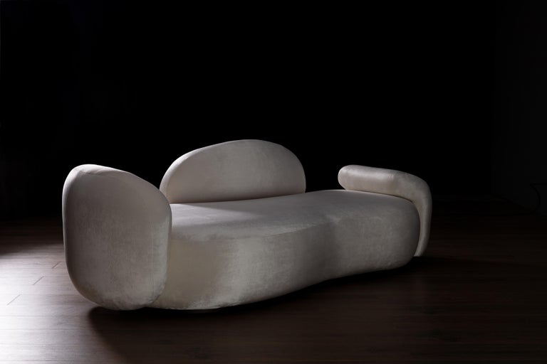 Leather 21st Century Modern Unfinished 3-Seat Sofa Handcrafted in Portugal by Greenapple For Sale