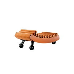 21st Century Modern Lounge Chair, Upholstered in Caramel Brown Velvet Daybed