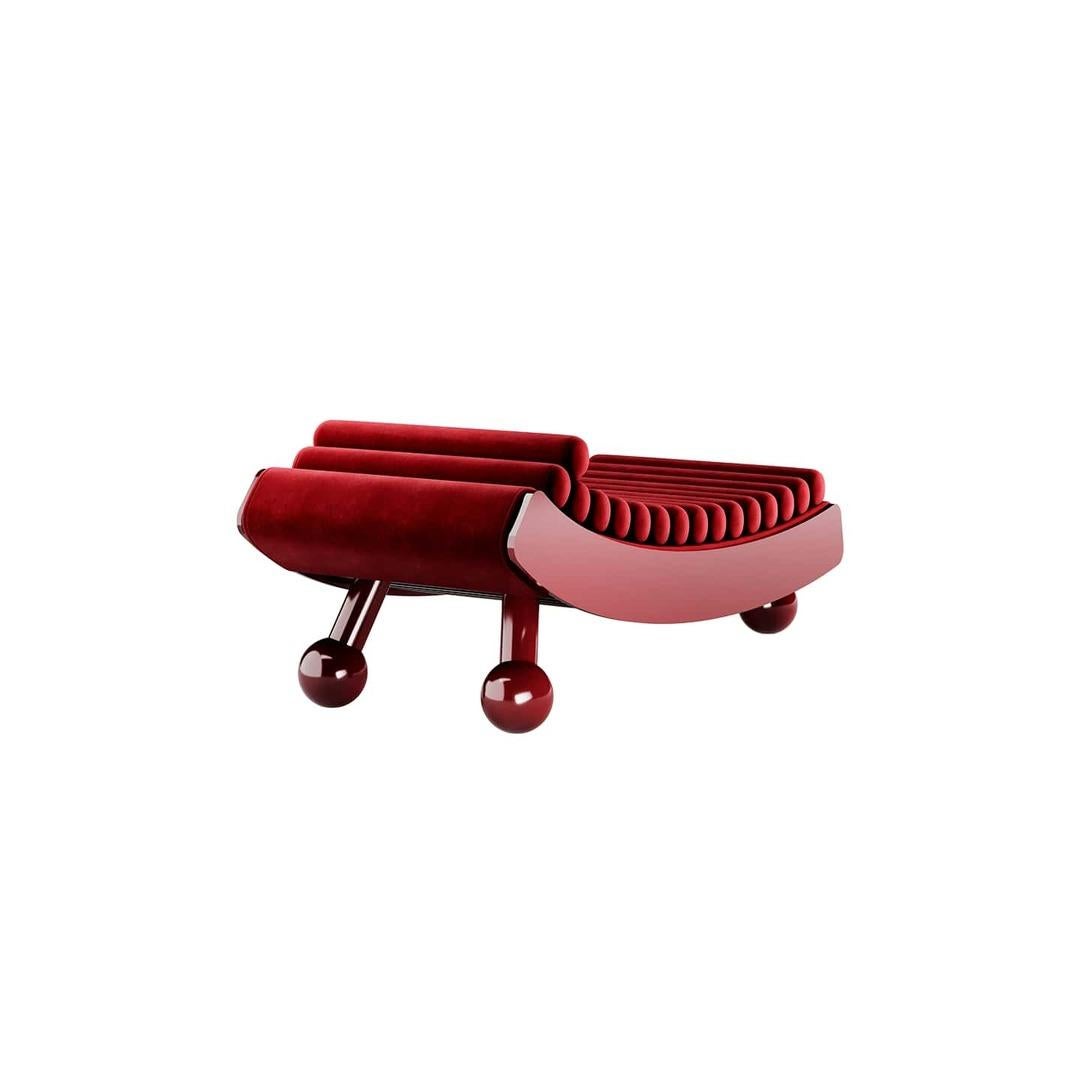 21st Century Modern lounge chair upholstered in Ruby velvet daybed

Mykonos Daybed Ruby is a bold and iconic design piece to complement a contemporary interior. The curvy and opulent shapes of the daybed will seduce you and lead you to a bohemian