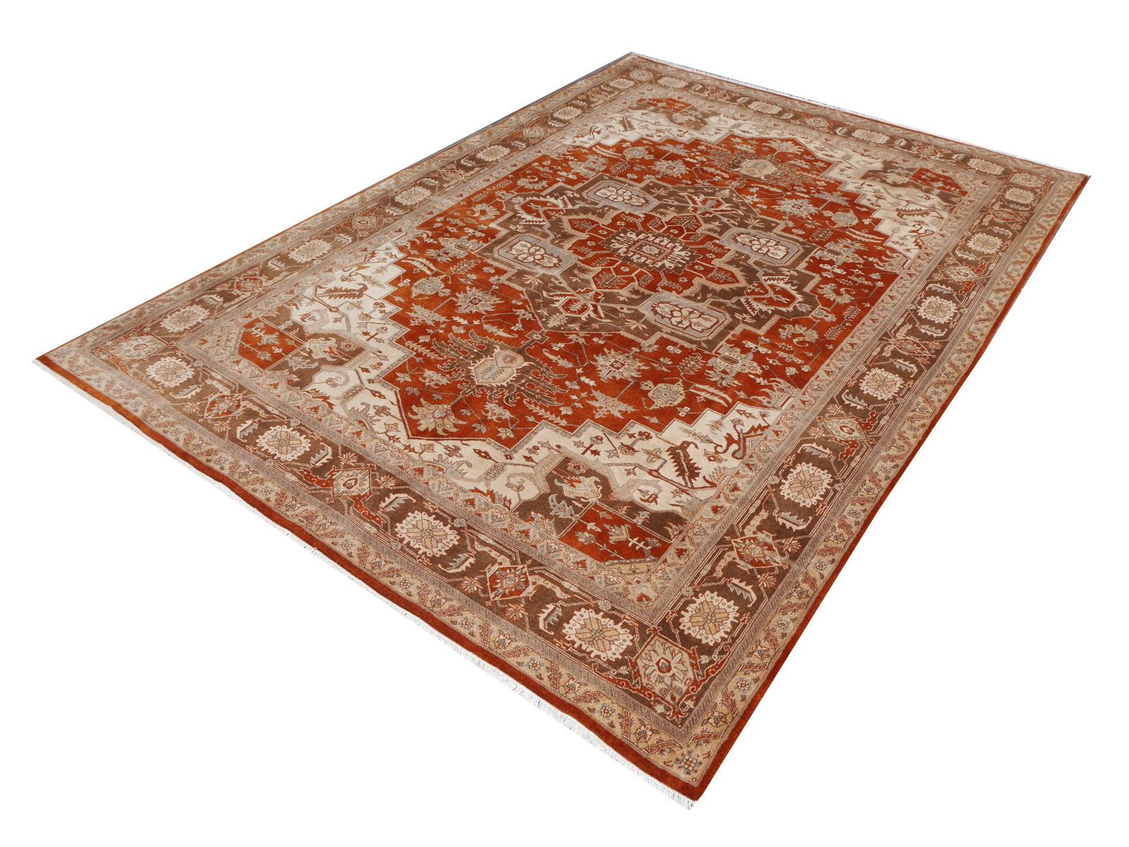 A beautiful new 21 century rug with Serapi design, hand knotted using finest Highland Wool.
 
Construction
This artwork has a pile made of fine spun Wool. The rug is very dense and has a pile height of about 0.5 inch.
Production
We have a