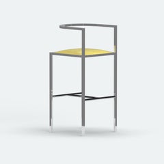 21° secolo, Moderno, Sgabello da bar Maçka, Struttura e rivestimento in acciaio inox
