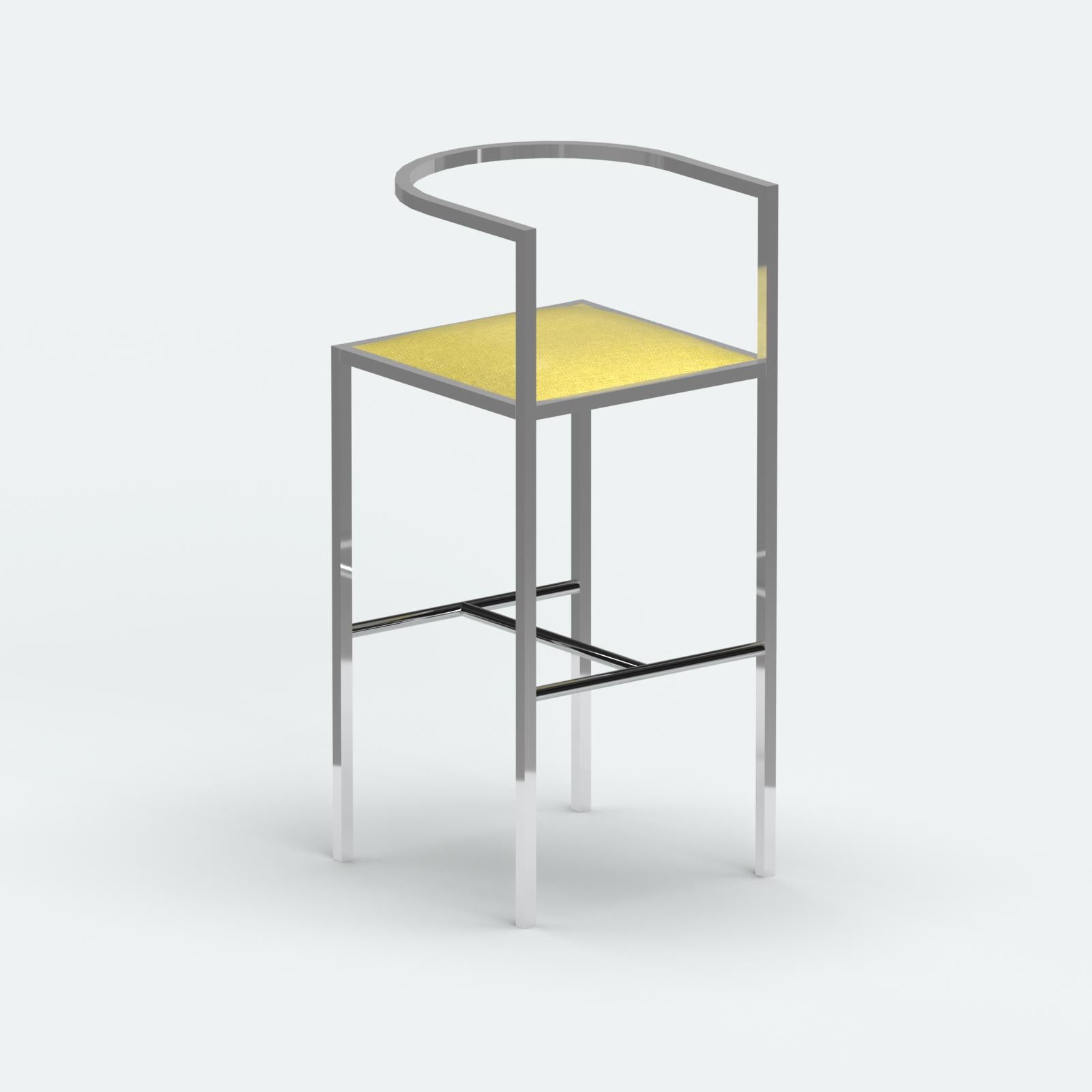 Moderne 21e siècle, Modernity, Tabouret de bar Maçka, structure et revêtement en acier inoxydable en vente