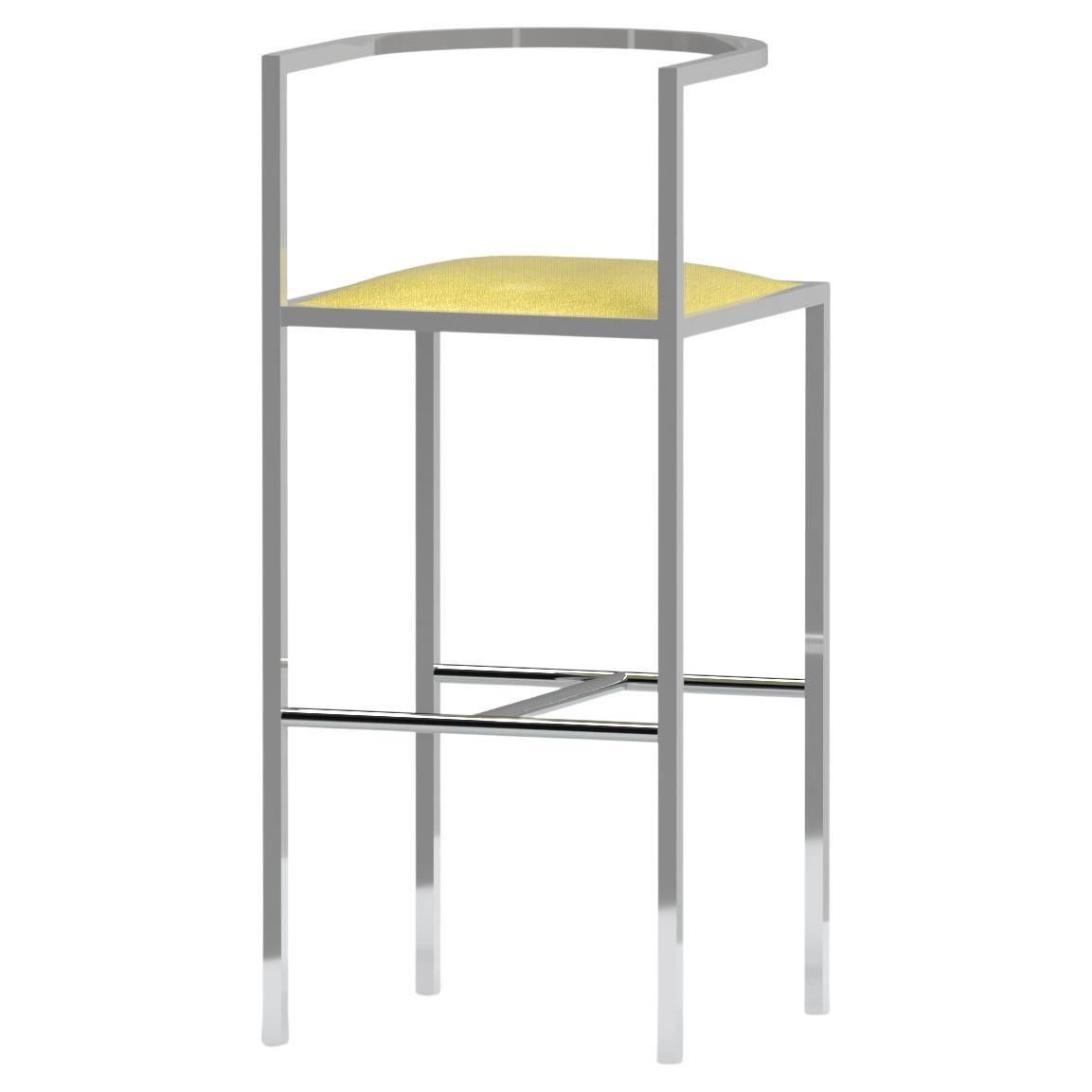 21st Century, Modern, Maçka Bar Stool, Stainless Steel Structure & Upholstery