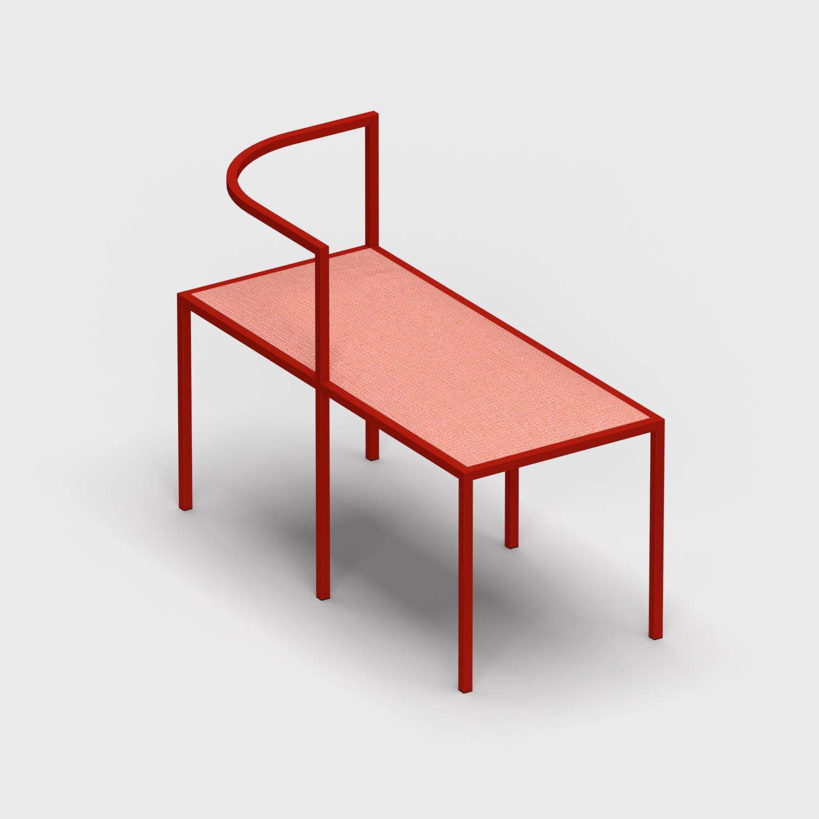 Turkish 21st Century, Modern, Maçka Bench, Coated Metal Structure & Upholstery For Sale